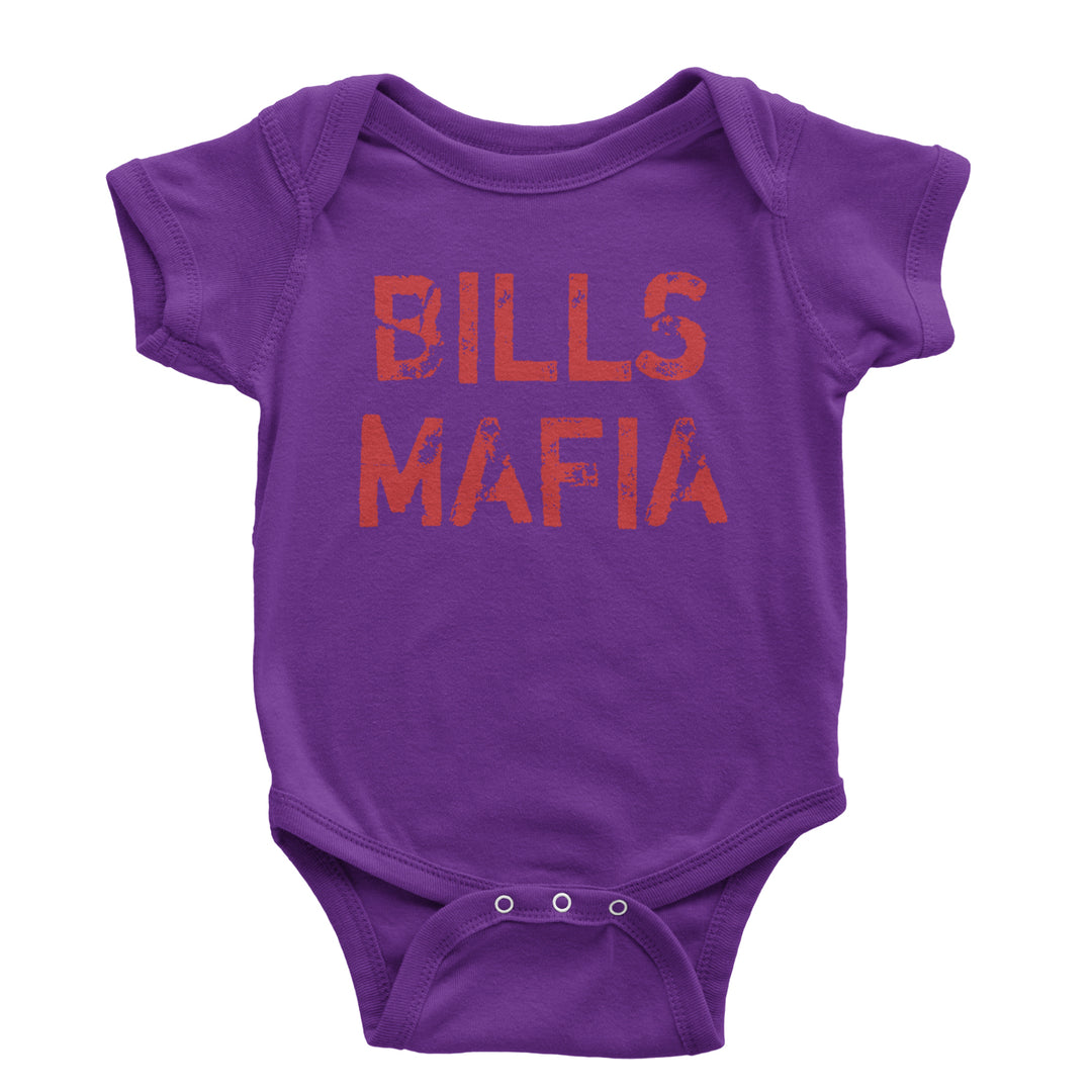 Distressed Bills Mafia Football Infant One-Piece Romper Bodysuit and Toddler T-shirt Purple