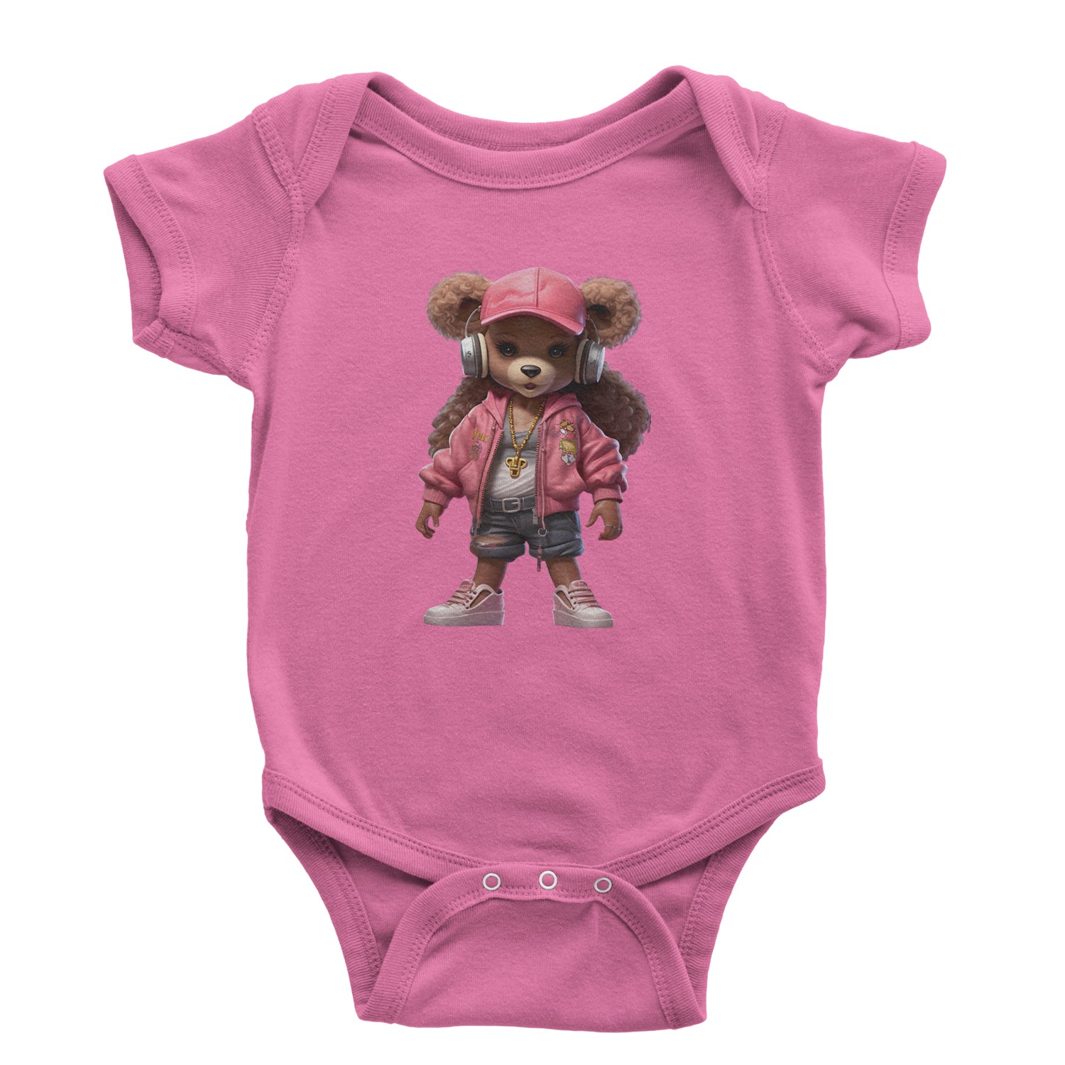 Pink Female Urban Graffiti Bear Infant One-Piece Romper Bodysuit Or Toddler T-shirt Raspberry