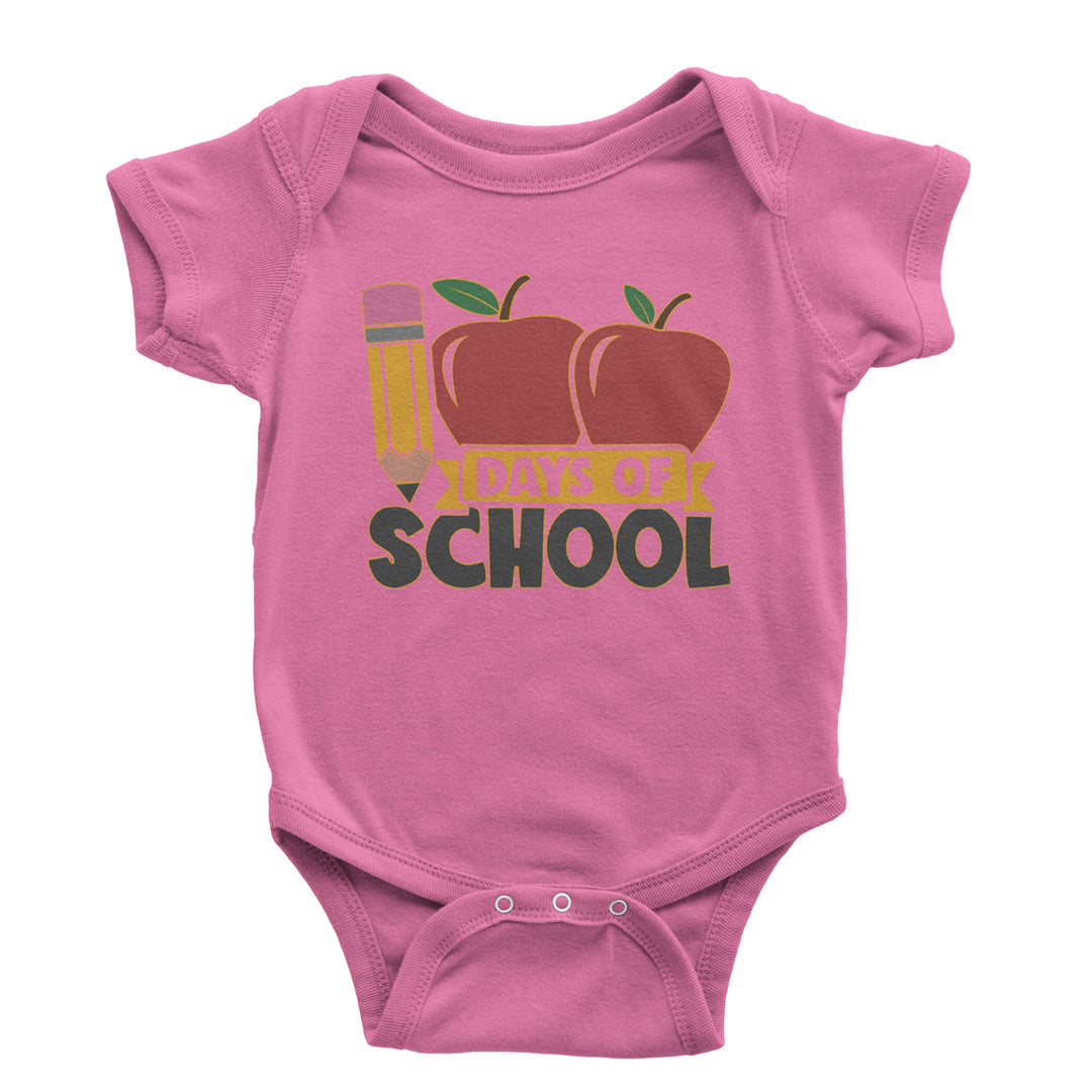 100 Days Of School Apple Pencil Infant One-Piece Romper Bodysuit and Toddler T-shirt Raspberry