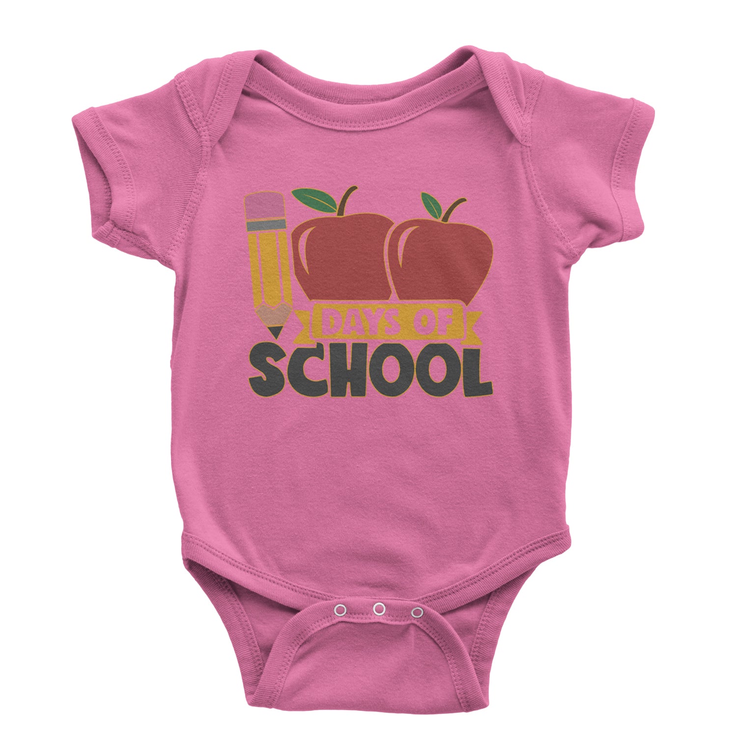 100 Days Of School Apple Pencil Infant One-Piece Romper Bodysuit and Toddler T-shirt Raspberry