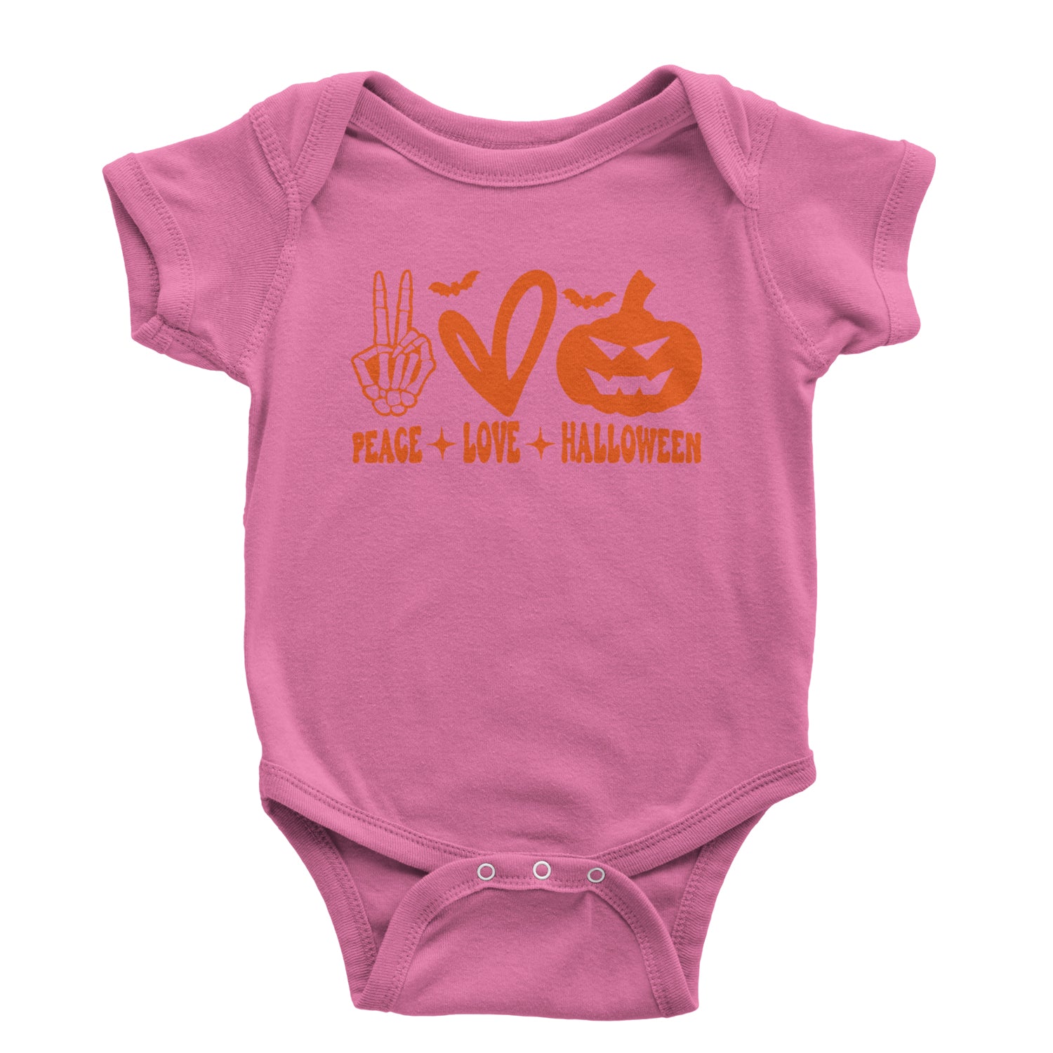 Peace, Love and Halloween Infant One-Piece Romper Bodysuit and Toddler T-shirt Raspberry