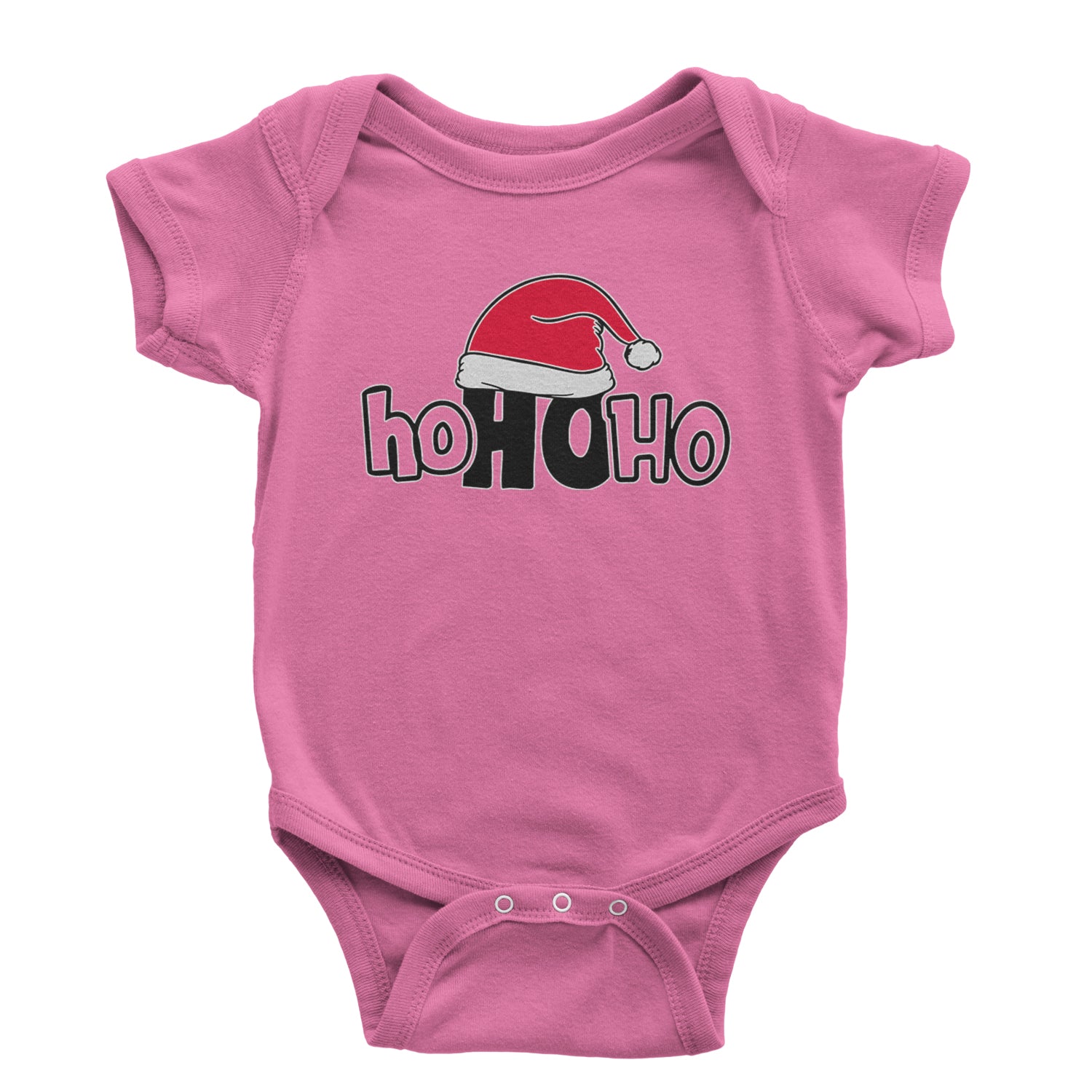 Ho Ho Ho Santa Christmas Hat Infant One-Piece Romper Bodysuit and Toddler T-shirt Raspberry