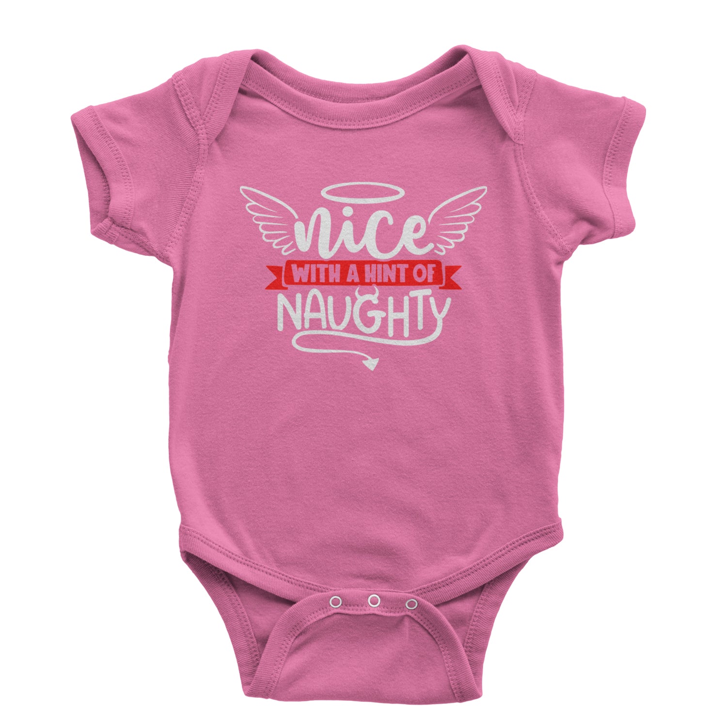 Nice with a Hint of Naughty Christmas Infant One-Piece Romper Bodysuit and Toddler T-shirt Raspberry