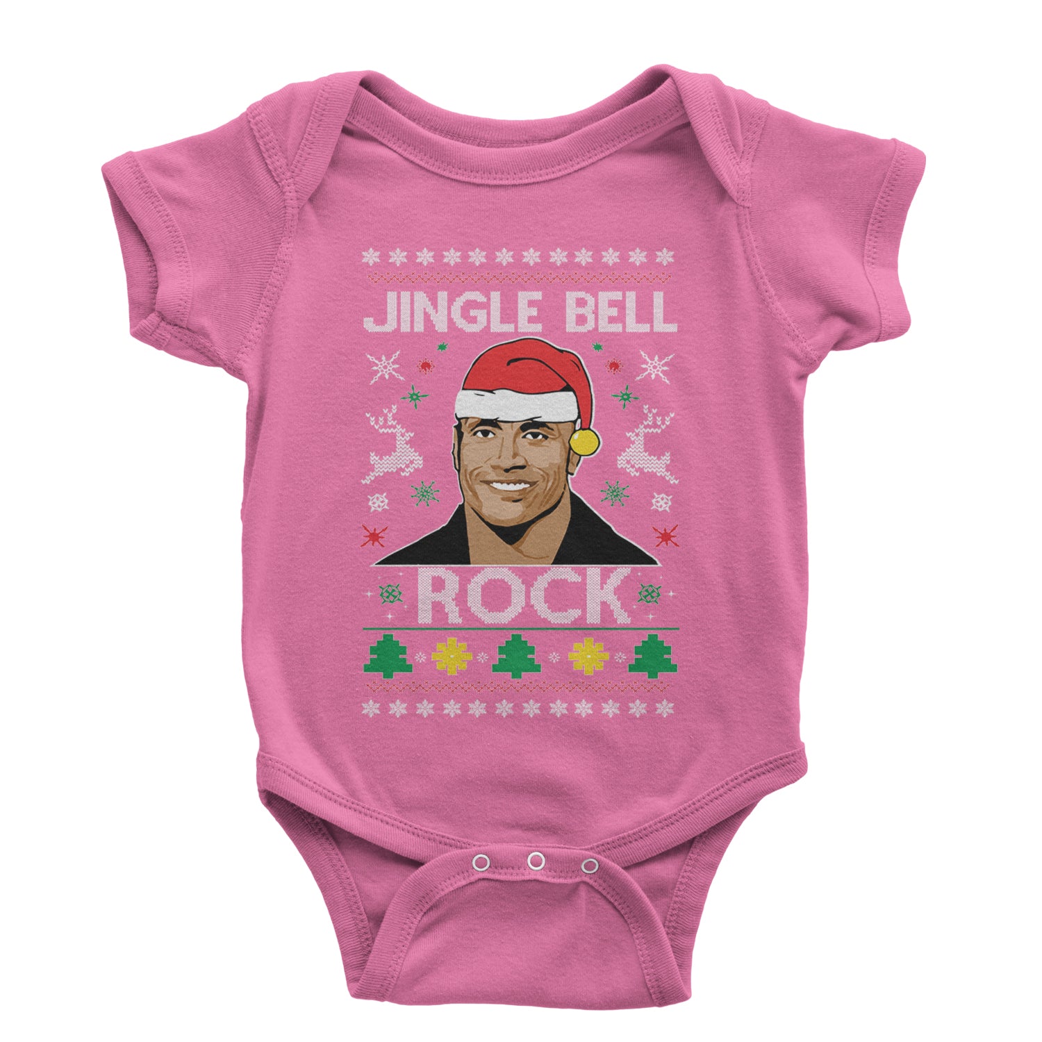 Jingle Bell Rock Ugly Christmas Infant One-Piece Romper Bodysuit and Toddler T-shirt Raspberry