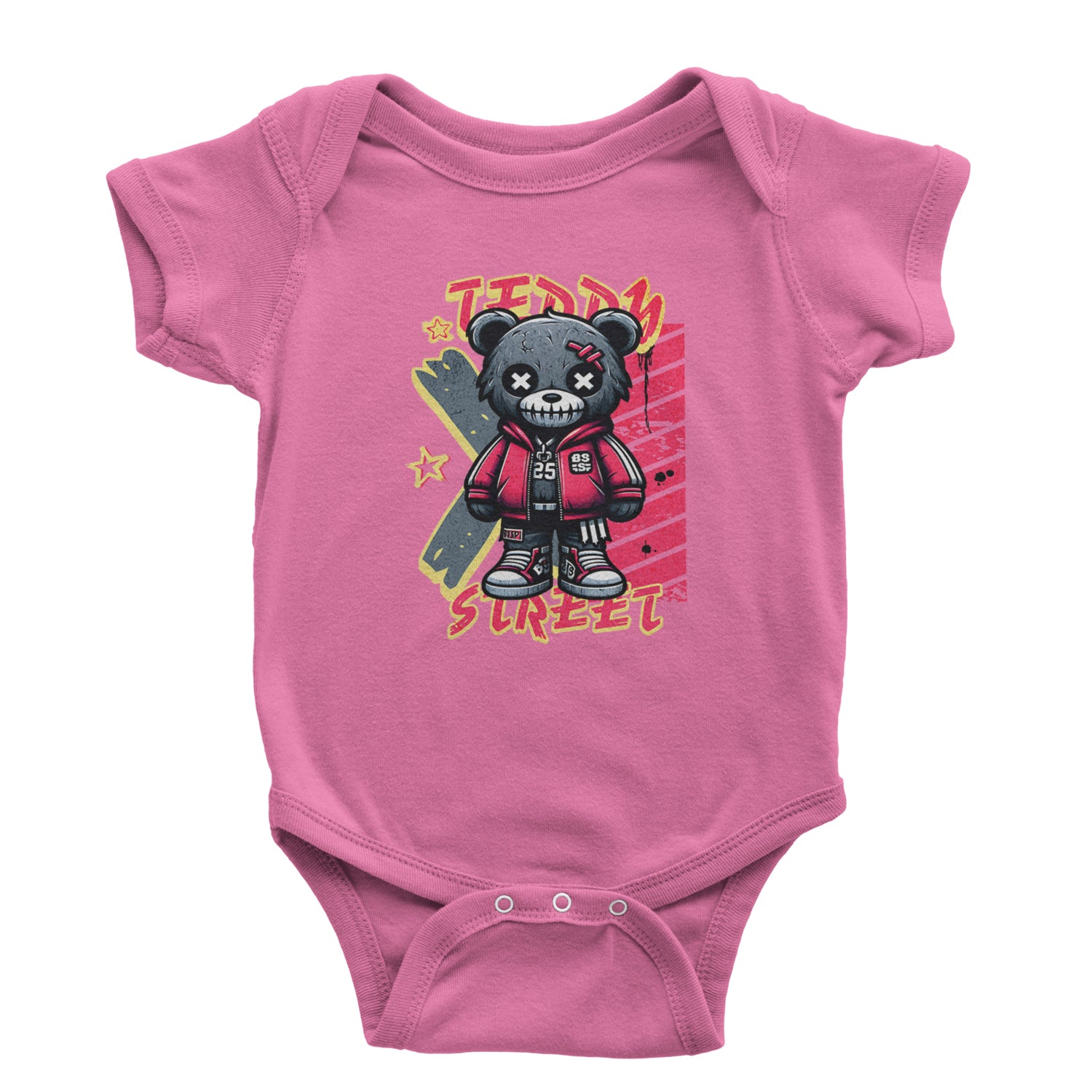 Teddy Attitude Urban Graffiti Bear Infant One-Piece Romper Bodysuit Or Toddler T-shirt Raspberry