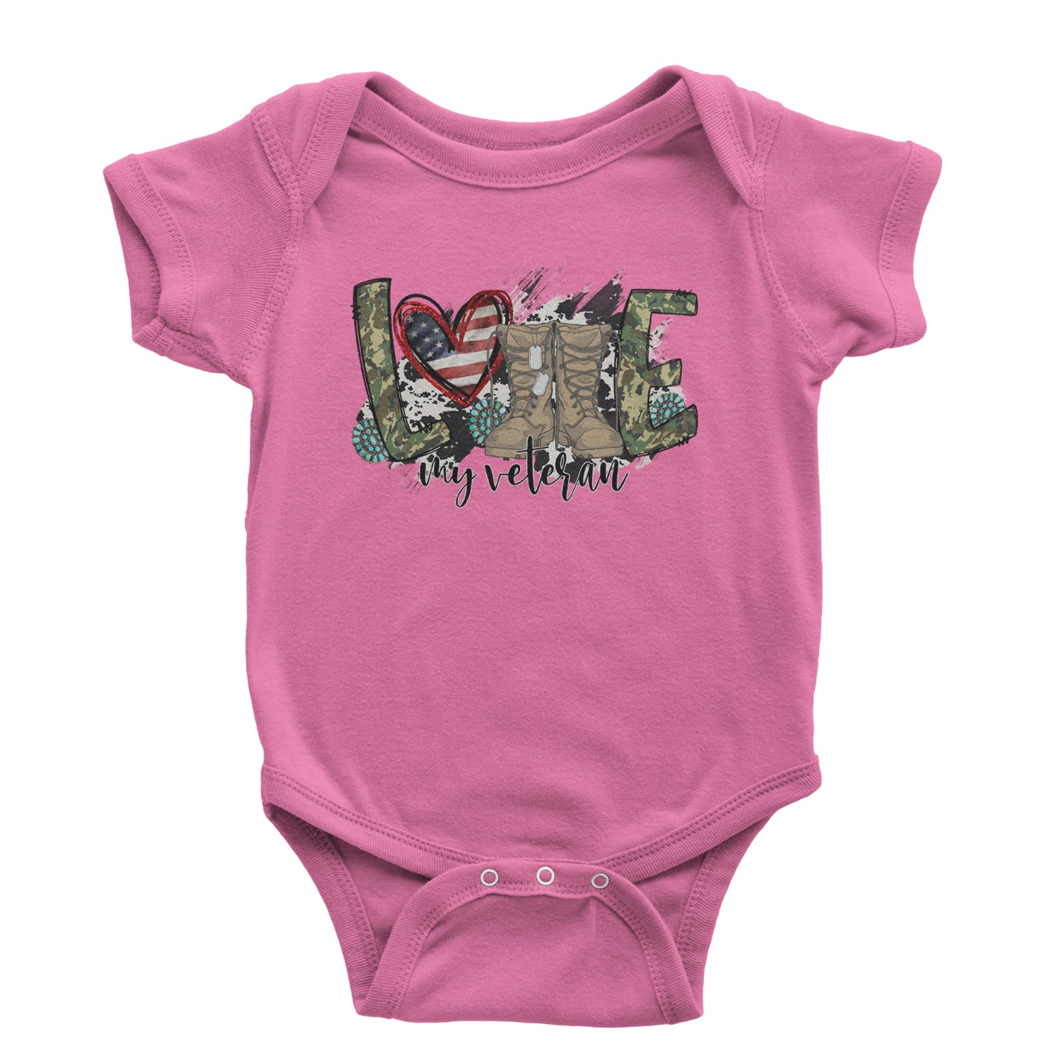 Love My Veteran Honor Veterans Day Infant One-Piece Romper Bodysuit and Toddler T-shirt Raspberry