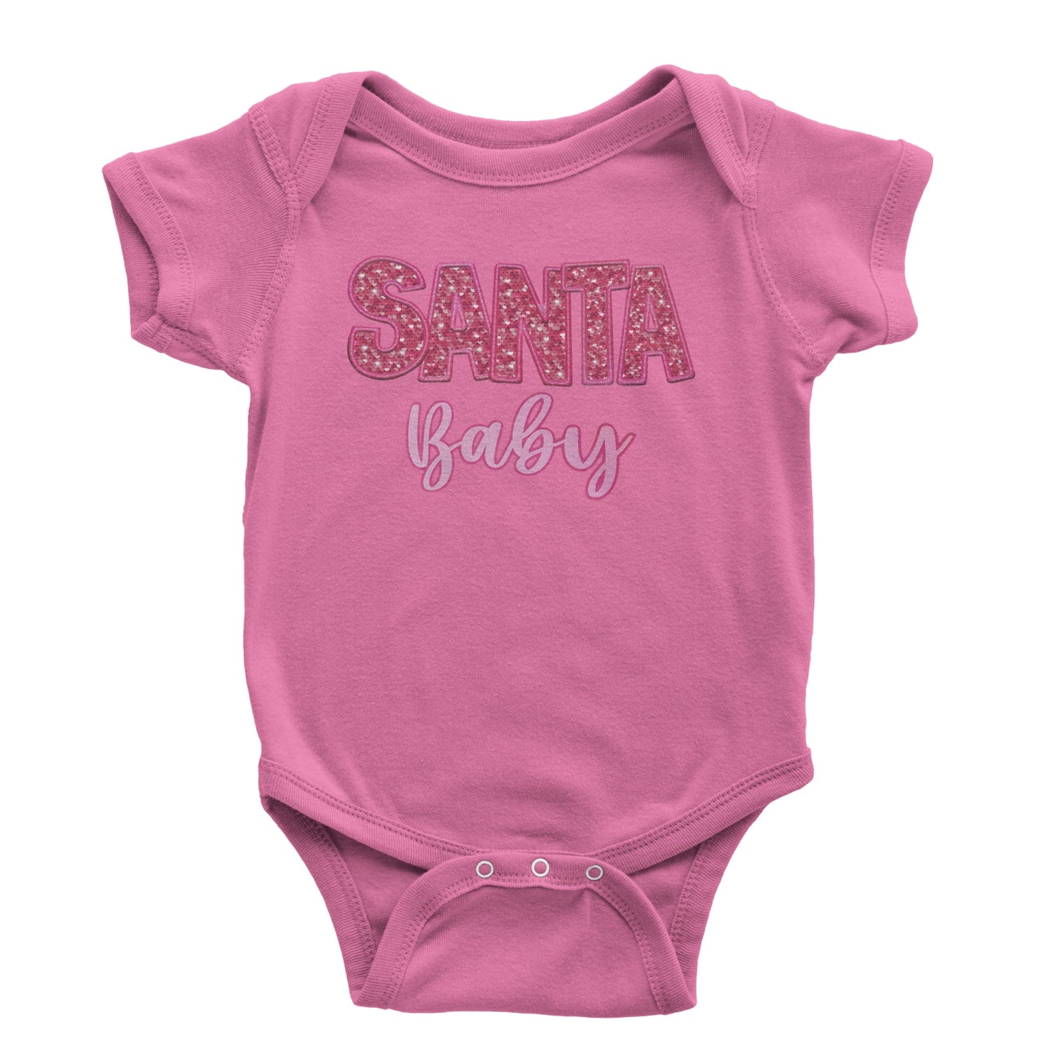 Santa Baby Faux Patch and Sequins Infant One-Piece Romper Bodysuit and Toddler T-shirt Raspberry