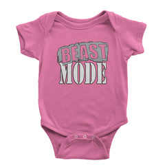 Beast Mode Training Gym Workout graphic on Onesie and Toddler T-Shirt in Raspberry