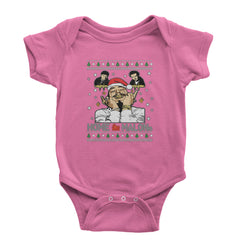Home Malone Ugly Christmas graphic on Onesie and Toddler T-Shirt in Raspberry