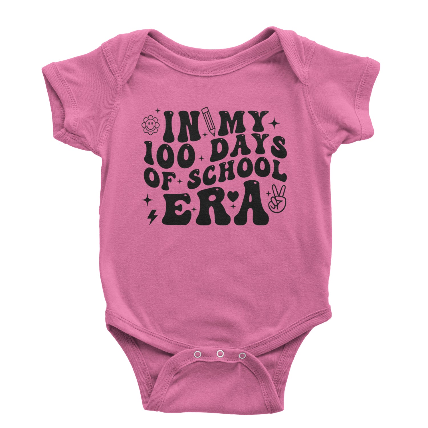 In My 100 Days Of School Era Infant One-Piece Romper Bodysuit and Toddler T-shirt Raspberry