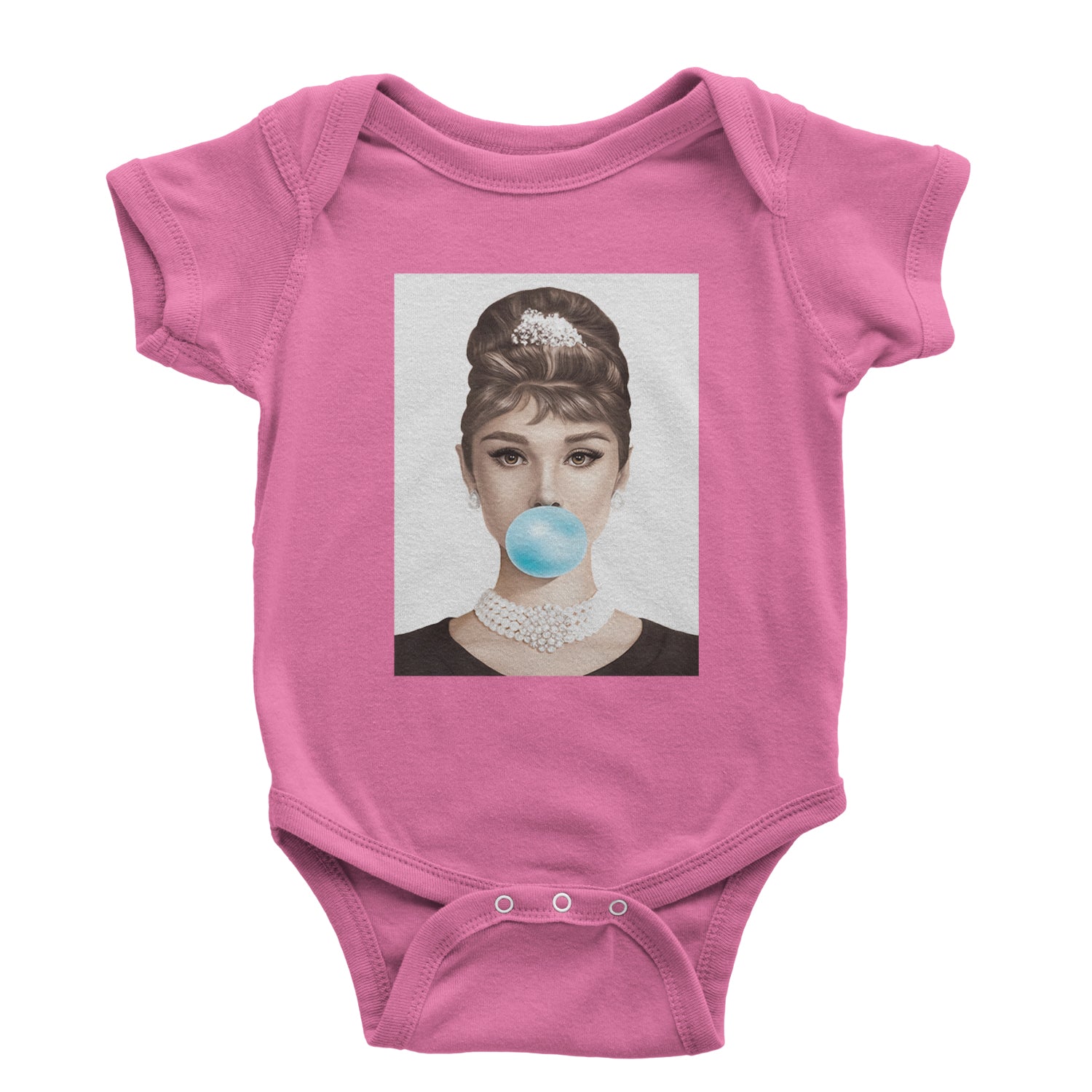 Audrey Hepburn Chewing Bubble Gum American Icon Infant One-Piece Romper Bodysuit and Toddler T-shirt Raspberry