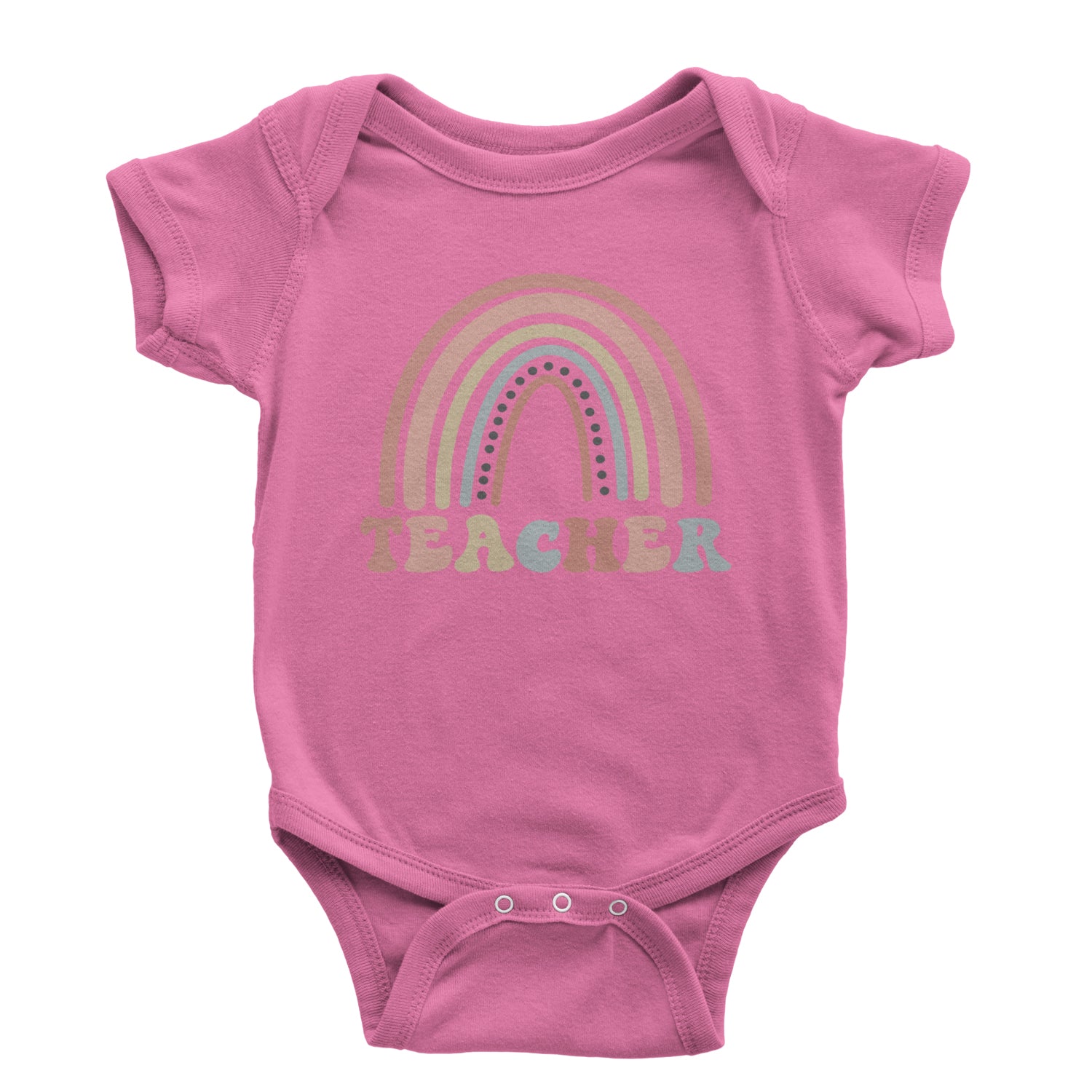 Teacher Pastel Rainbow Infant One-Piece Romper Bodysuit and Toddler T-shirt Raspberry