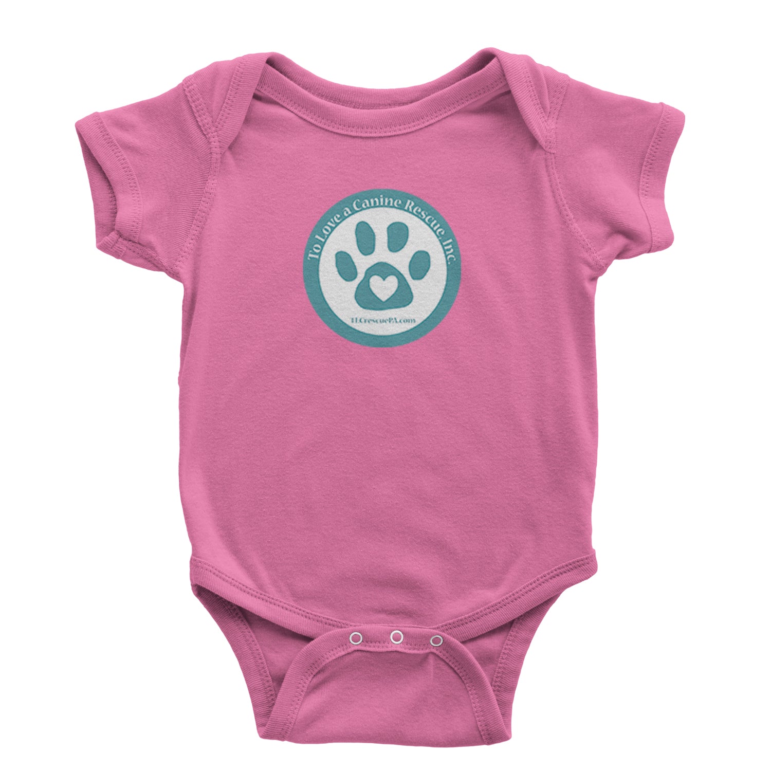 TLC To Love a Canine Dog Rescue Teal Infant One-Piece Romper Bodysuit and Toddler T-shirt Raspberry