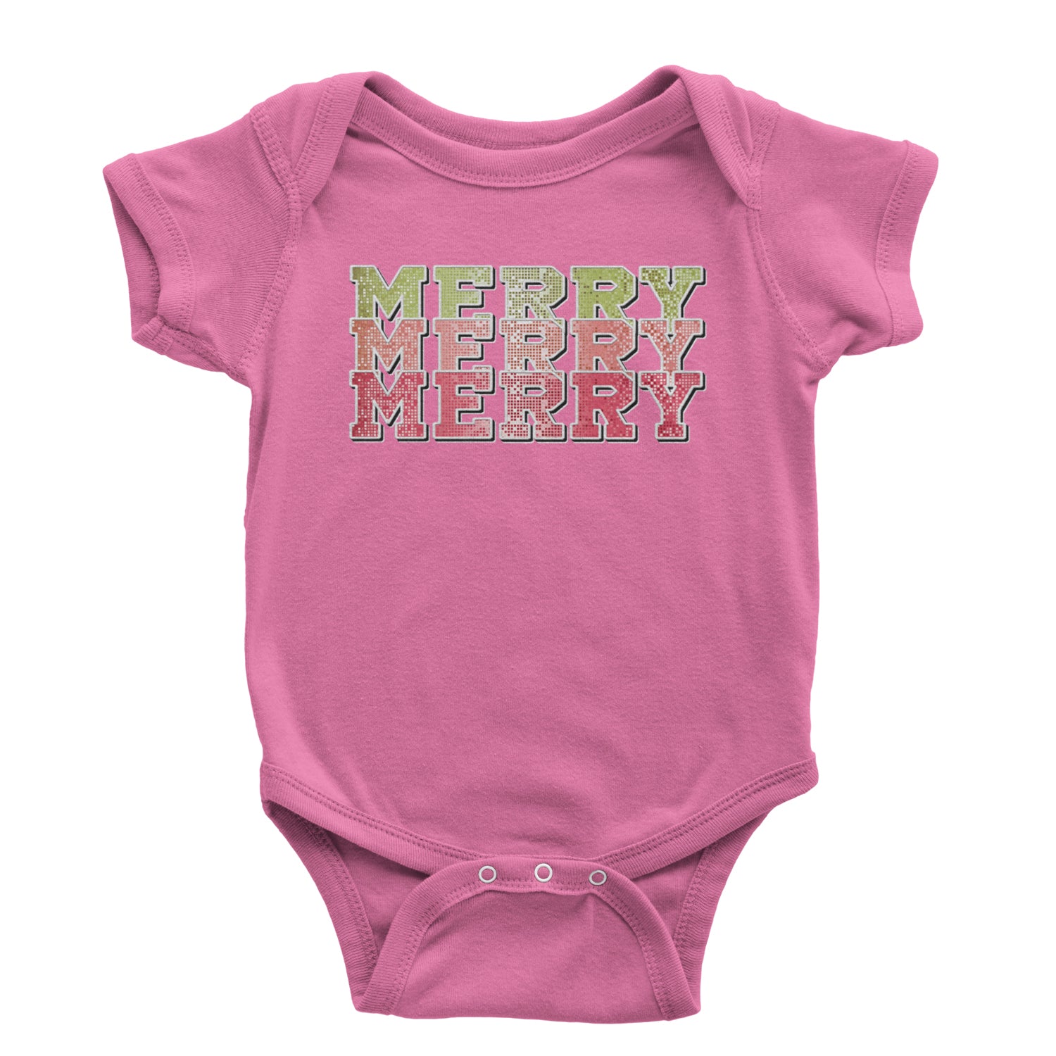 Merry Merry Merry Faux Sequins Infant One-Piece Romper Bodysuit and Toddler T-shirt Raspberry