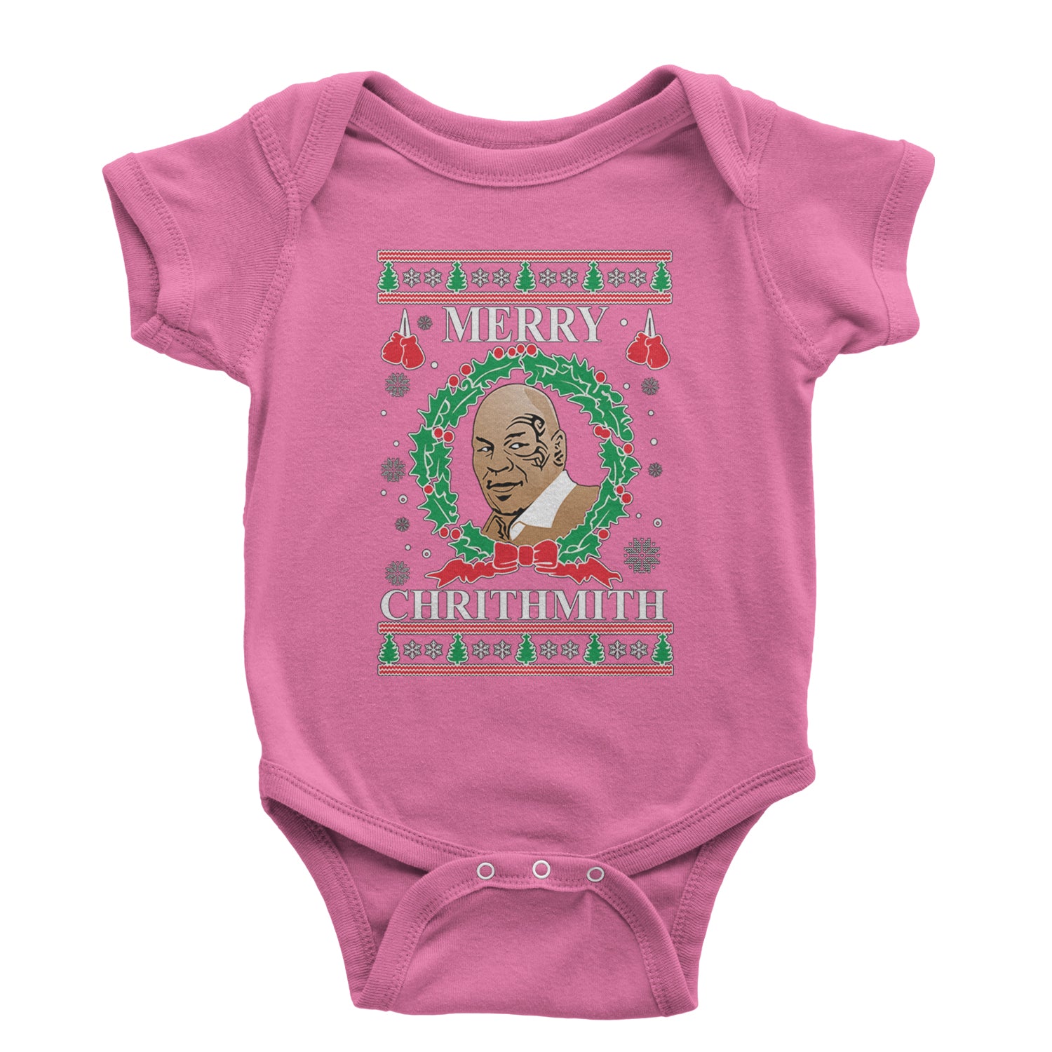 Merry Chrithmith Ugly Christmas Infant One-Piece Romper Bodysuit and Toddler T-shirt Raspberry