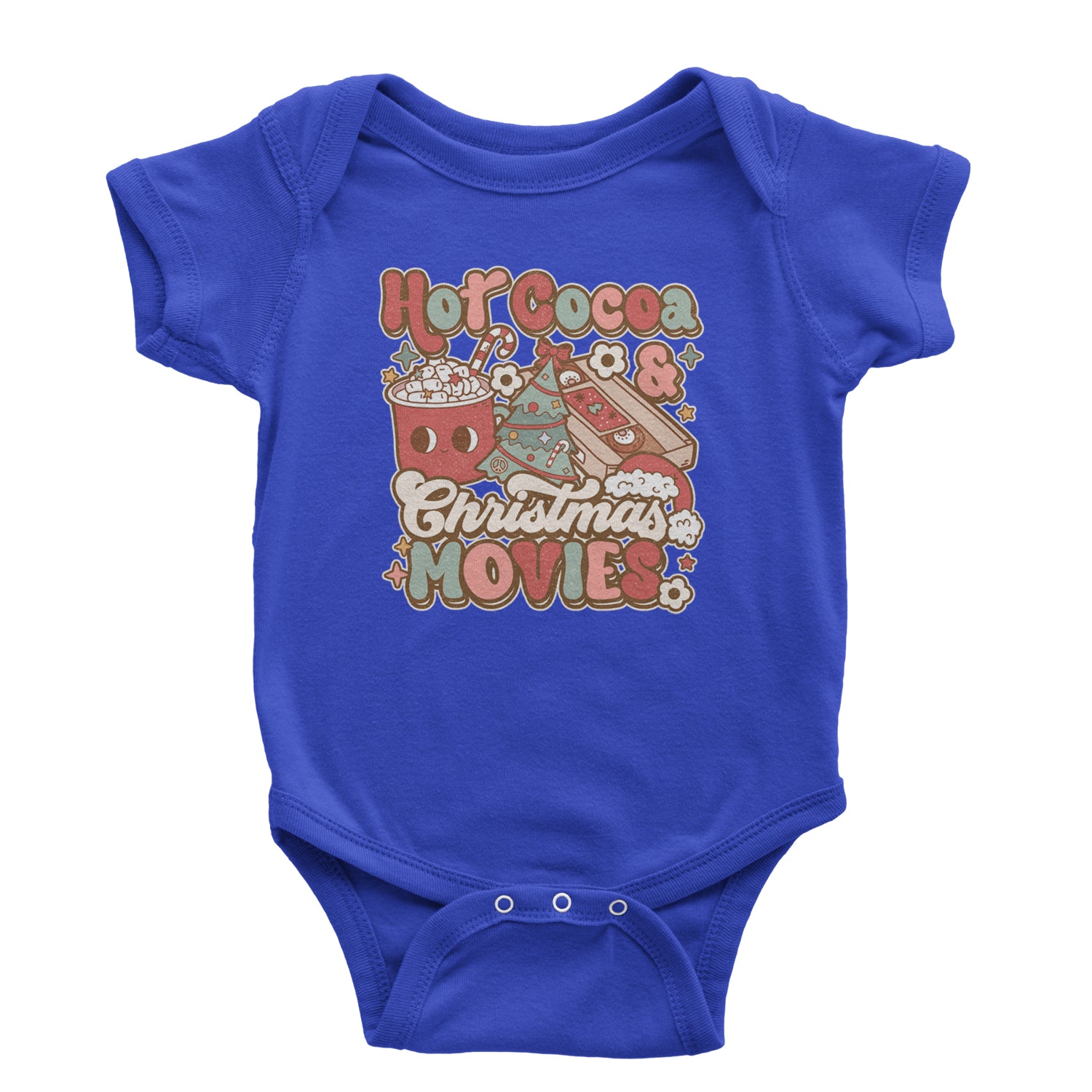 Hot Cocoa And Christmas Movies Holiday Infant One-Piece Romper Bodysuit and Toddler T-shirt Royal Blue