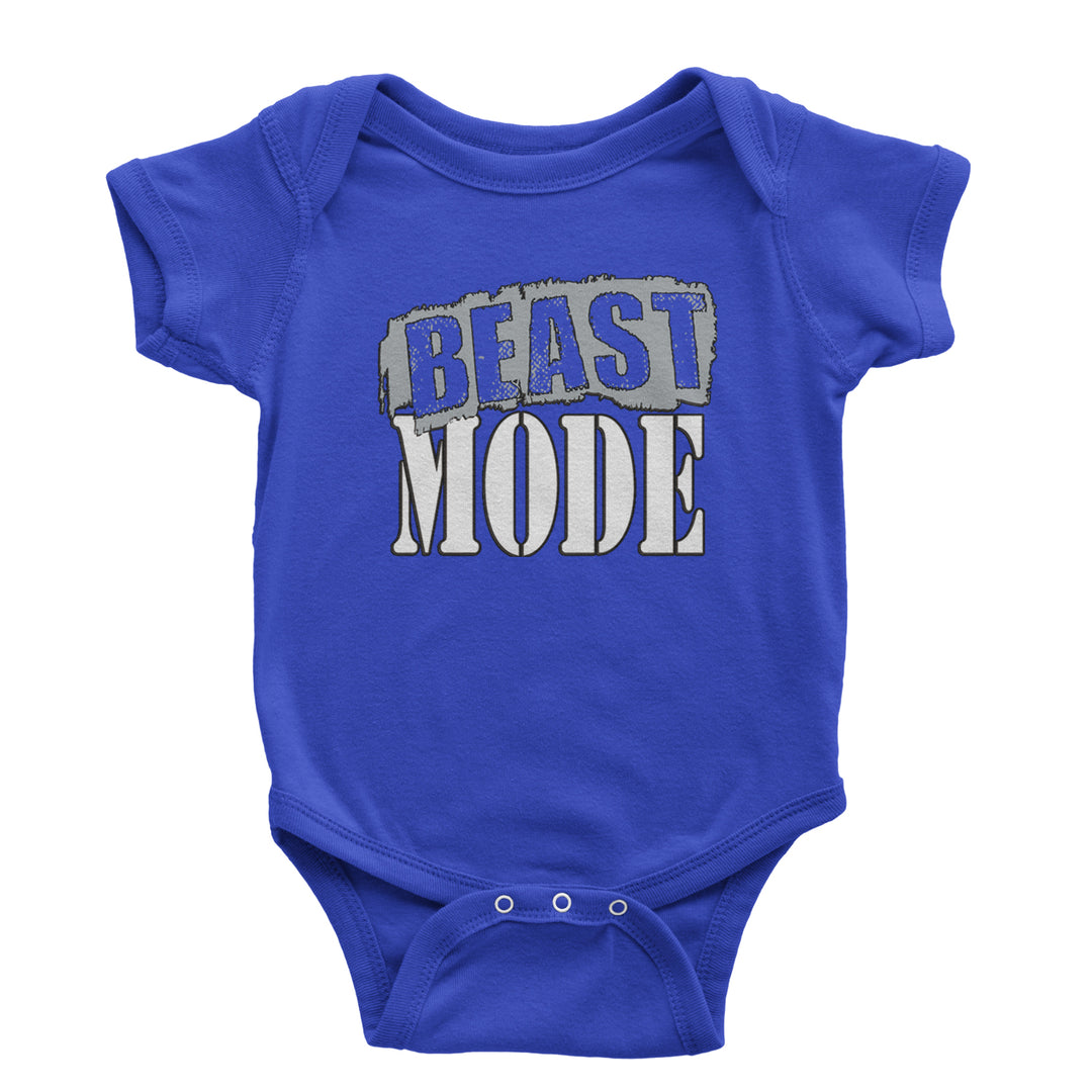 Beast Mode Training Gym Workout graphic on Onesie and Toddler T-Shirt in Royal Blue
