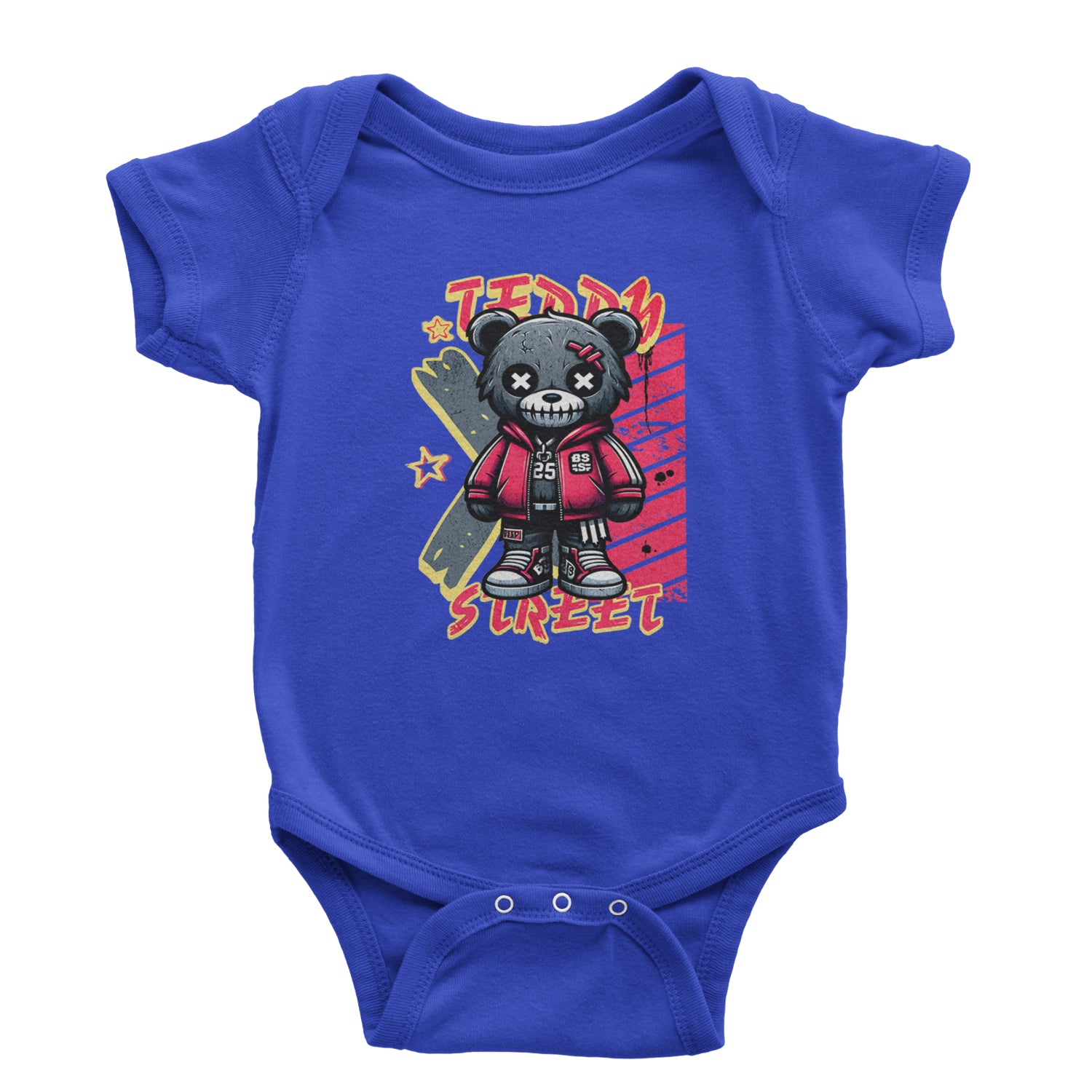 Teddy Attitude Urban Graffiti Bear Infant One-Piece Romper Bodysuit Or Toddler T-shirt Royal Blue