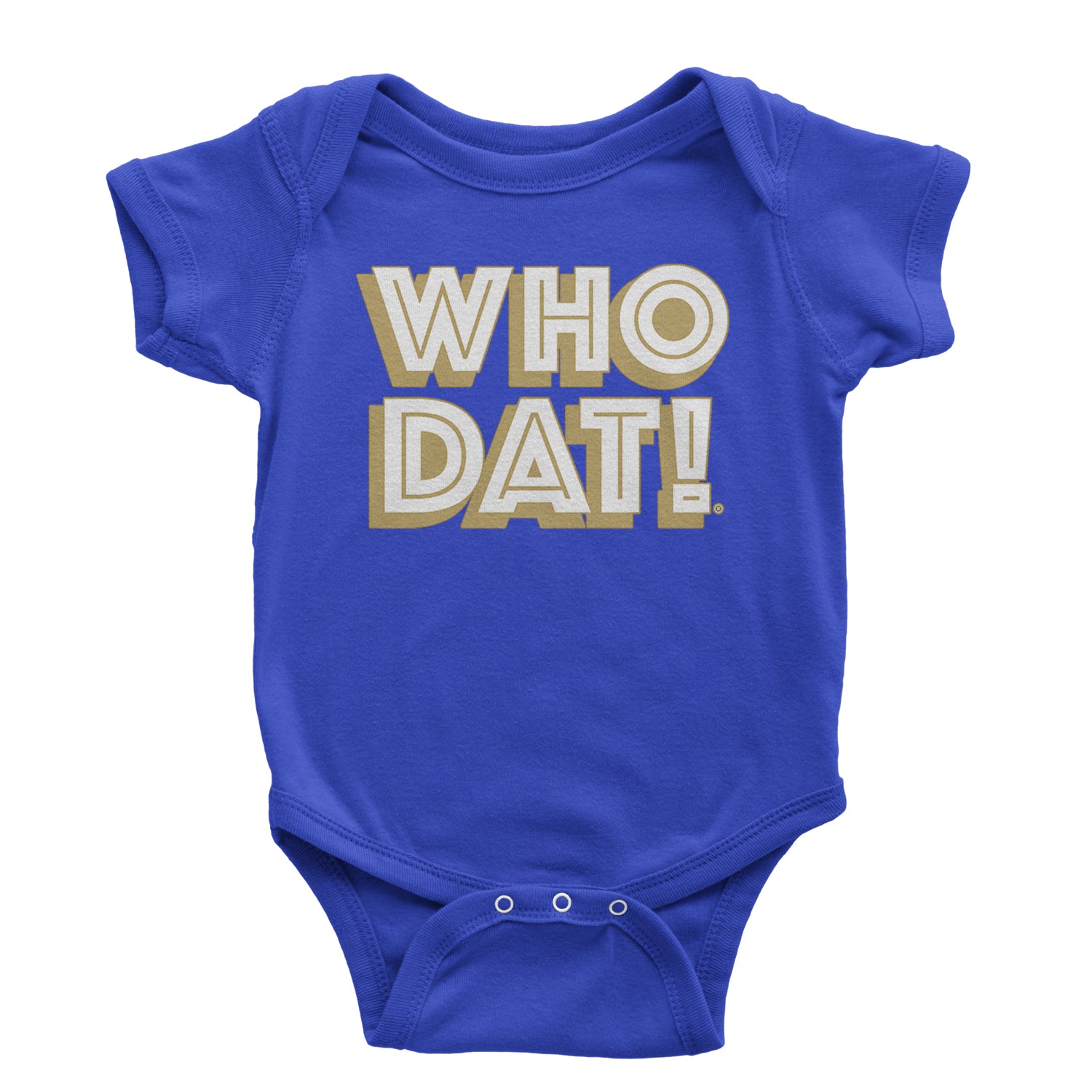 Who Dat Nation Big Bold New Orleans Infant One-Piece Romper Bodysuit and Toddler T-shirt Royal Blue