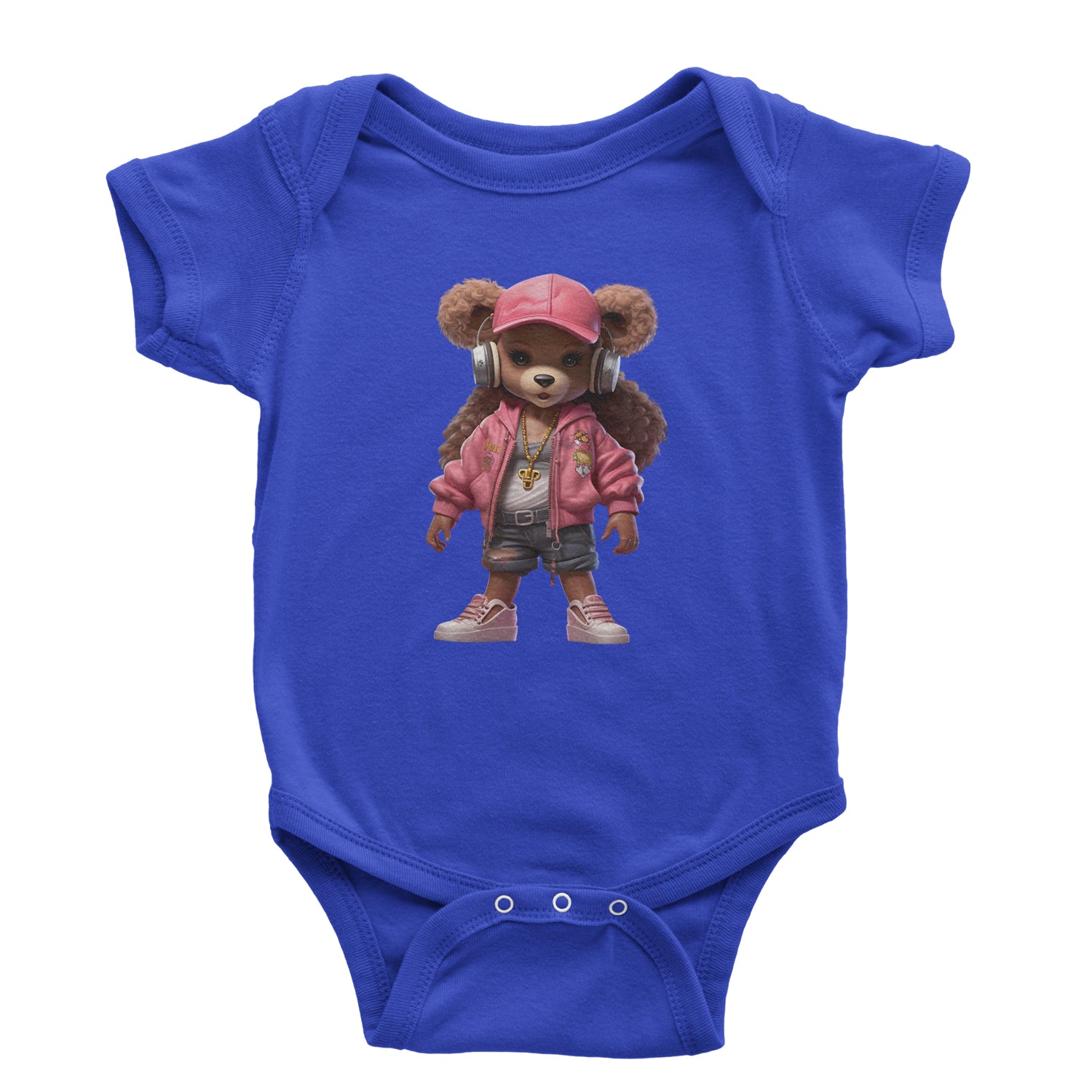 Pink Female Urban Graffiti Bear Infant One-Piece Romper Bodysuit Or Toddler T-shirt Royal Blue