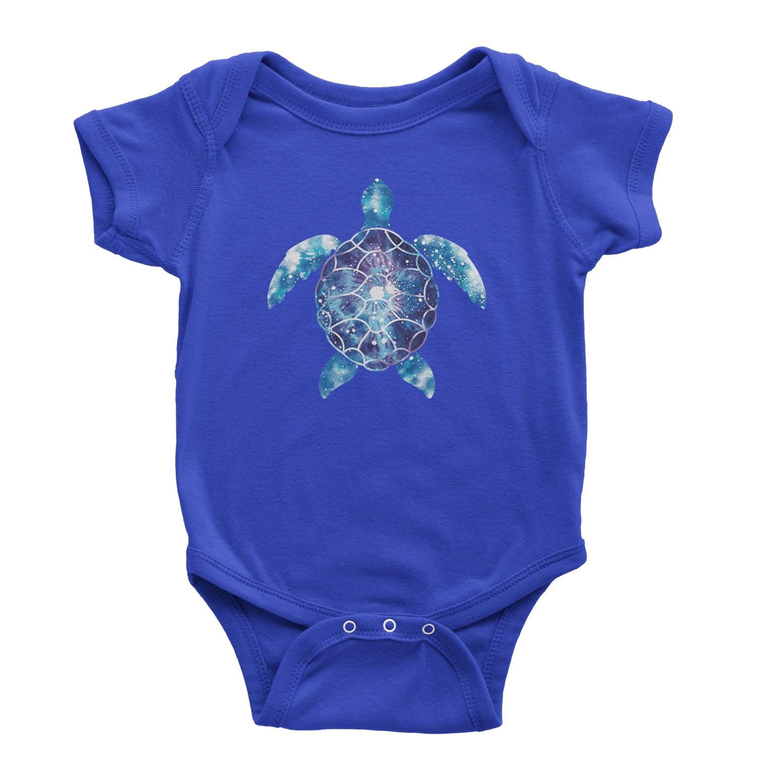 Ocean Aura Tie-Dye Sea Turtle Infant One-Piece Romper Bodysuit and Toddler T-shirt Royal Blue