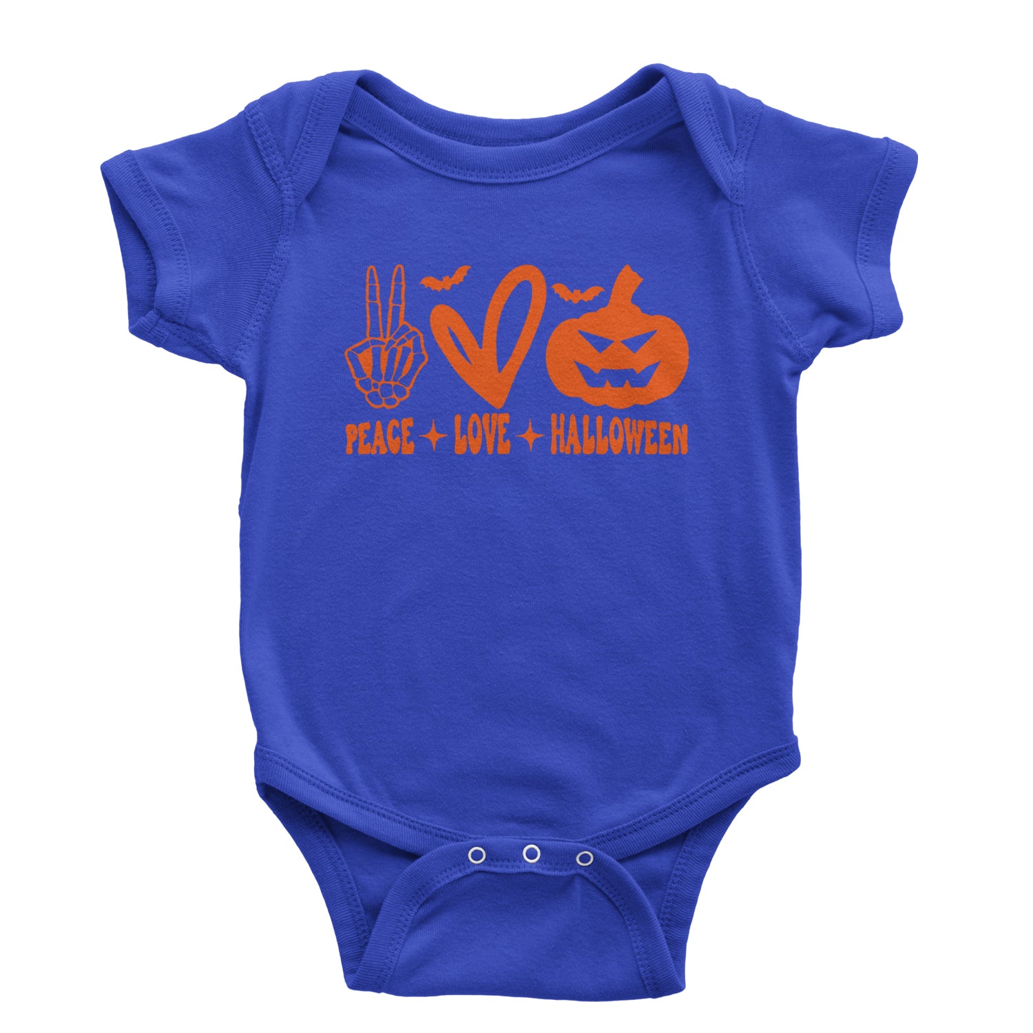 Peace, Love and Halloween Infant One-Piece Romper Bodysuit and Toddler T-shirt Royal Blue