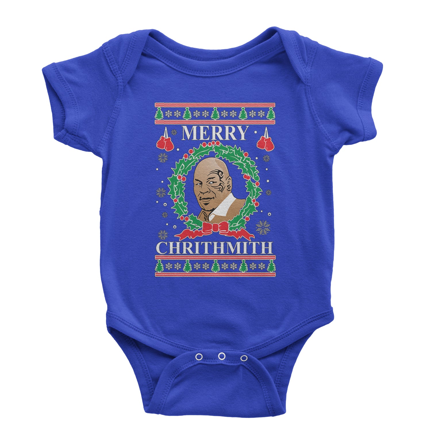 Merry Chrithmith Ugly Christmas Infant One-Piece Romper Bodysuit and Toddler T-shirt Royal Blue