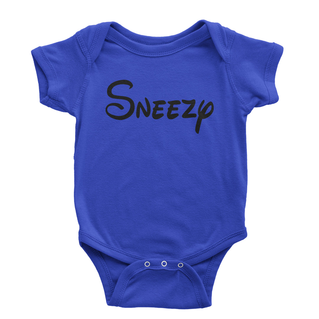 Sneezy - 7 Dwarfs Costume Infant One-Piece Romper Bodysuit and Toddler T-shirt Royal Blue