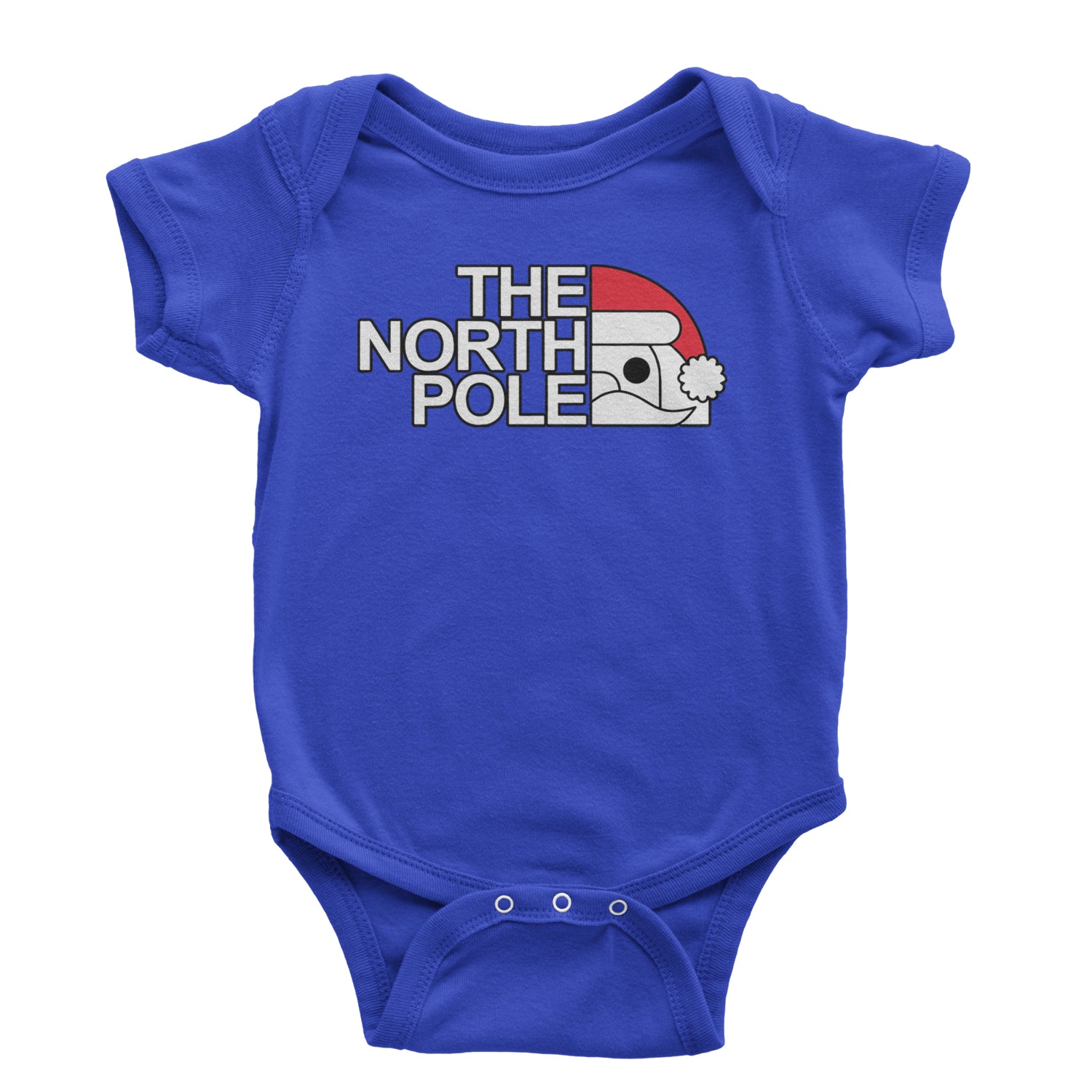 The North Pole Santa Face Infant One-Piece Romper Bodysuit and Toddler T-shirt Royal Blue