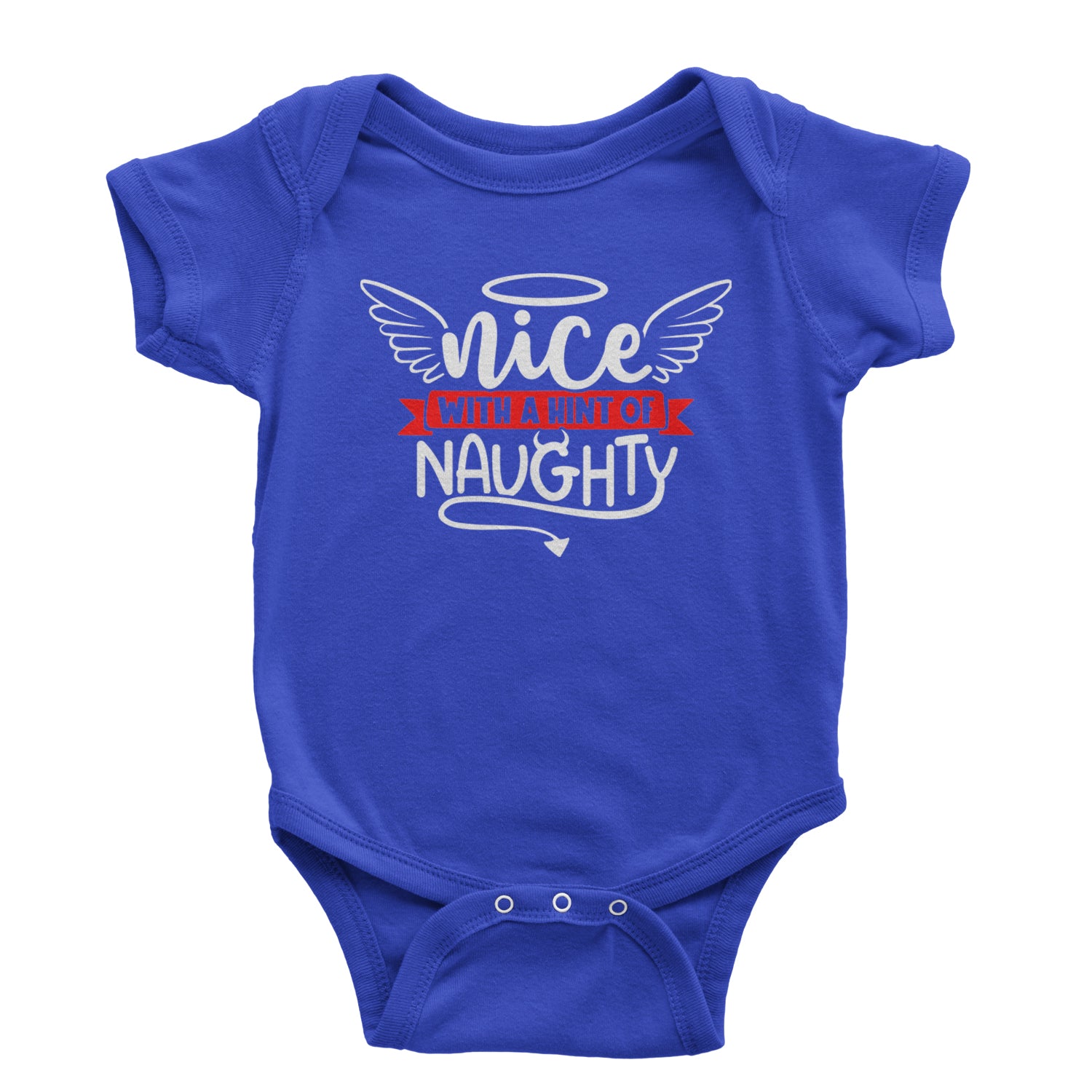 Nice with a Hint of Naughty Christmas Infant One-Piece Romper Bodysuit and Toddler T-shirt Royal Blue