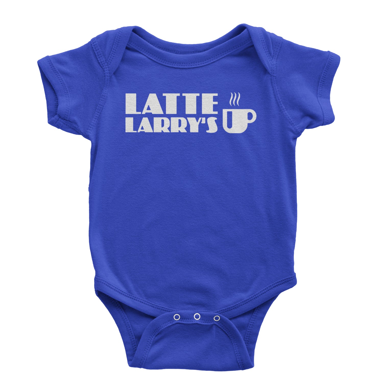 Latte Larry's Enthusiastic Coffee Infant One-Piece Romper Bodysuit and Toddler T-shirt Royal Blue