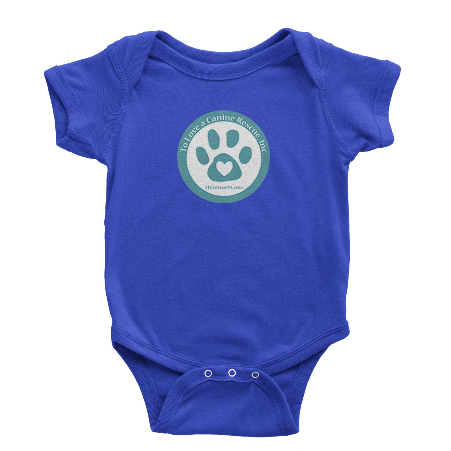 TLC To Love a Canine Dog Rescue Teal Infant One-Piece Romper Bodysuit and Toddler T-shirt Royal Blue