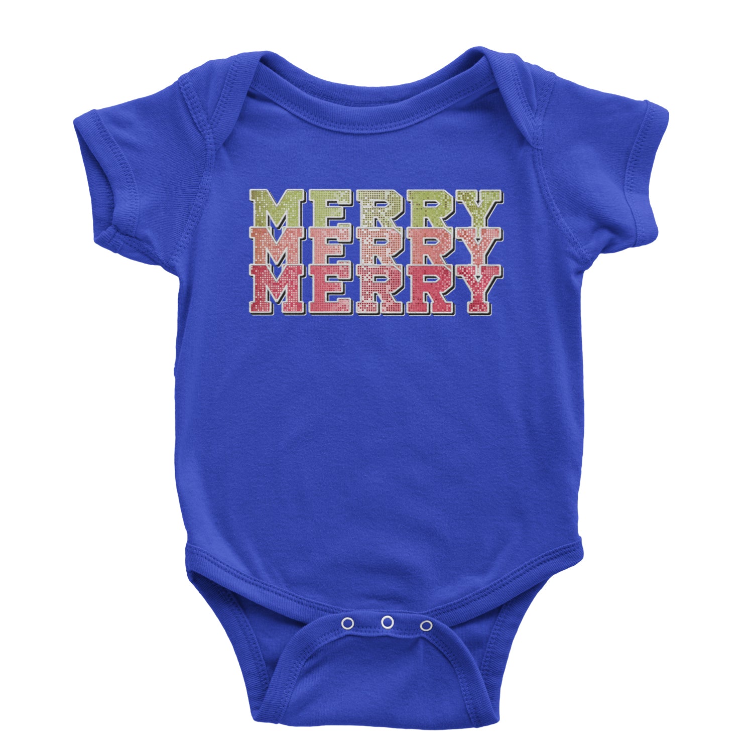 Merry Merry Merry Faux Sequins Infant One-Piece Romper Bodysuit and Toddler T-shirt Royal Blue