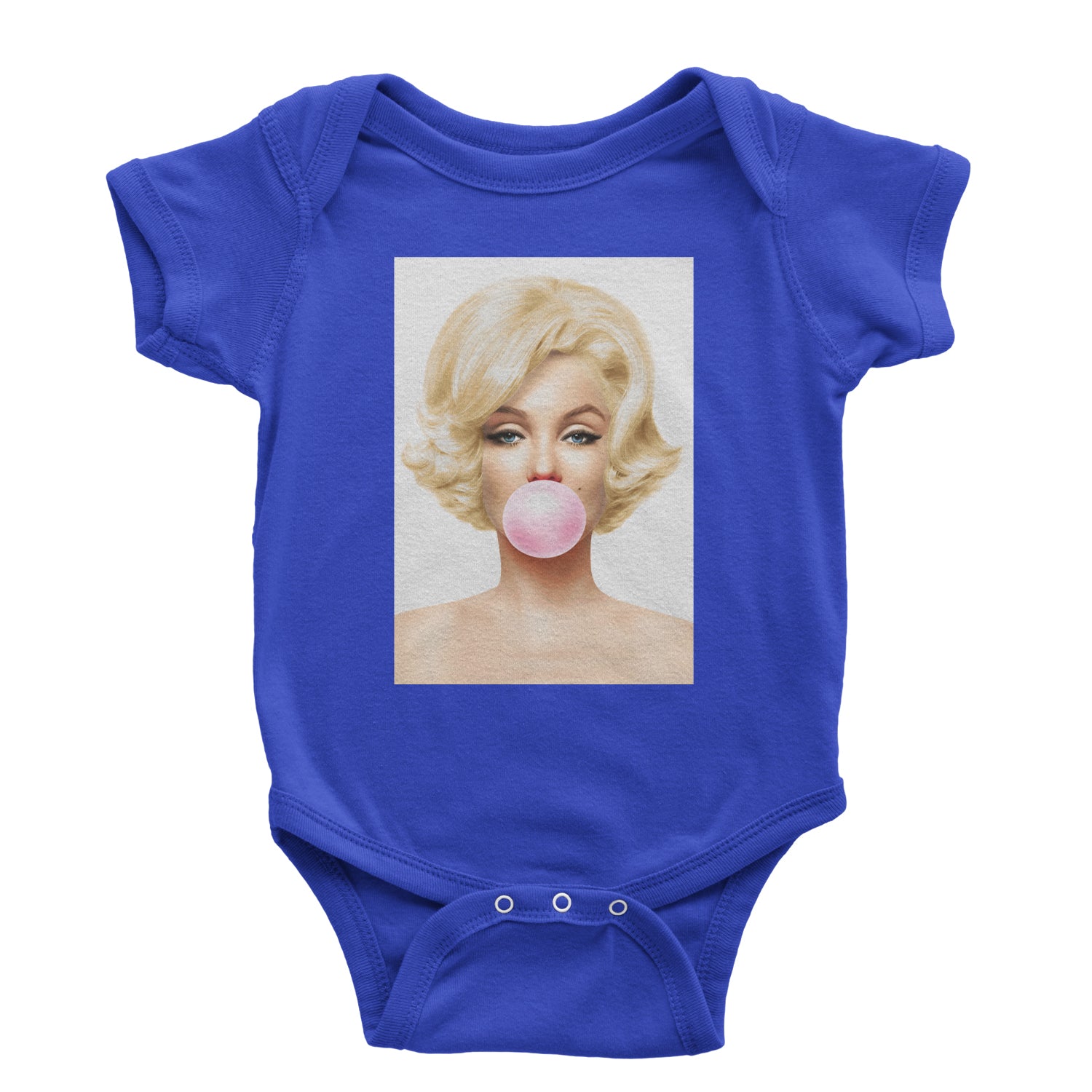 Ms. Monroe Pink Bubble Gum American Icon Infant One-Piece Romper Bodysuit and Toddler T-shirt Royal Blue