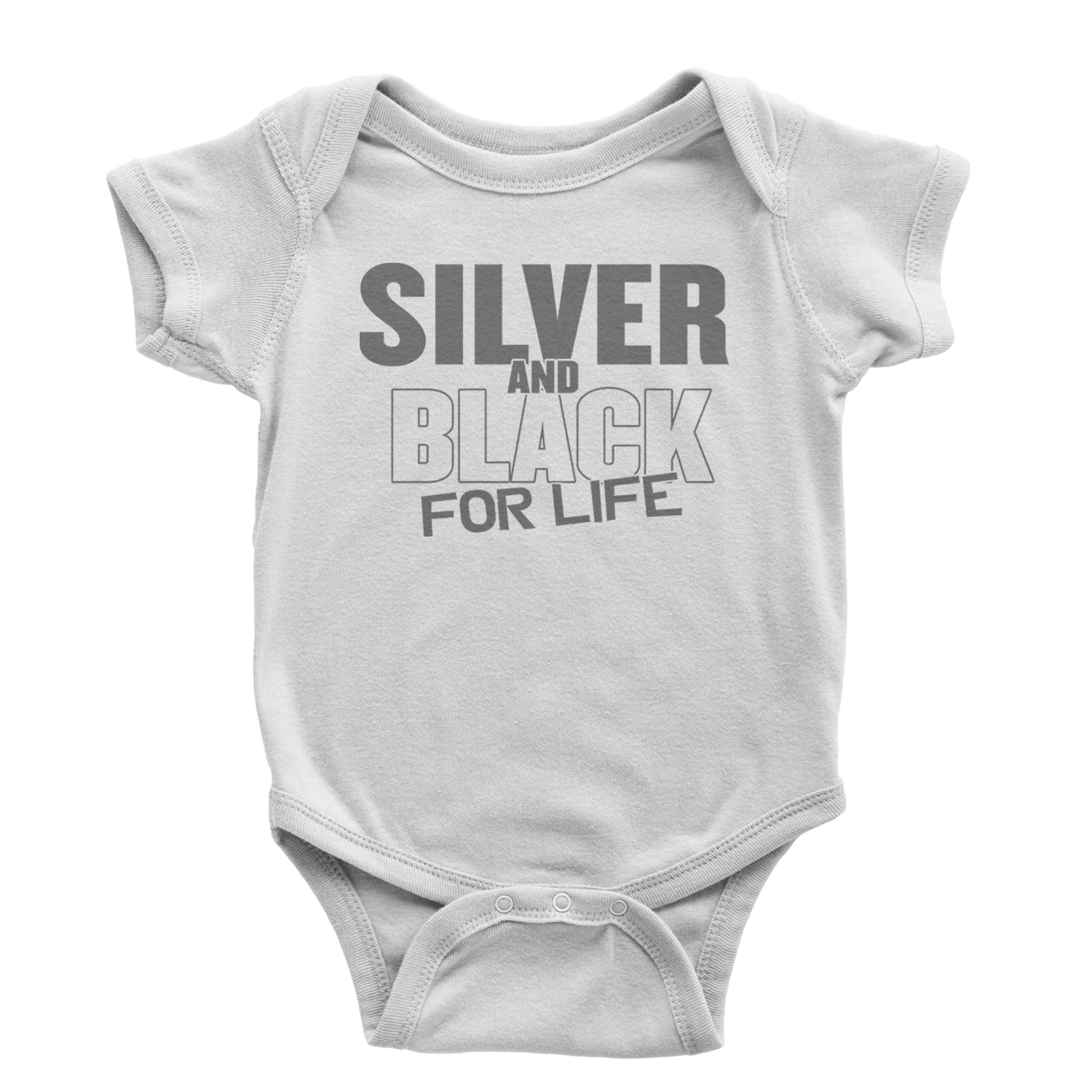 Silver And Black For Life Football Fan Infant One-Piece Romper Bodysuit and Toddler T-shirt White