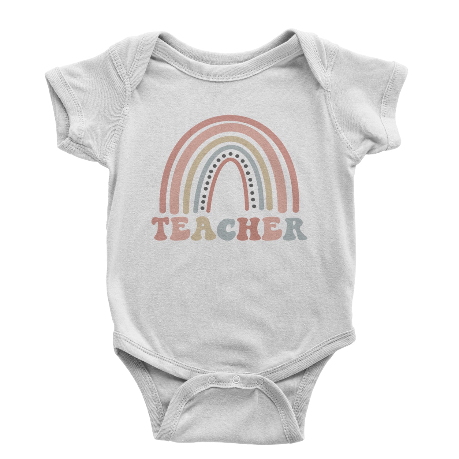 Teacher Pastel Rainbow Infant One-Piece Romper Bodysuit and Toddler T-shirt White