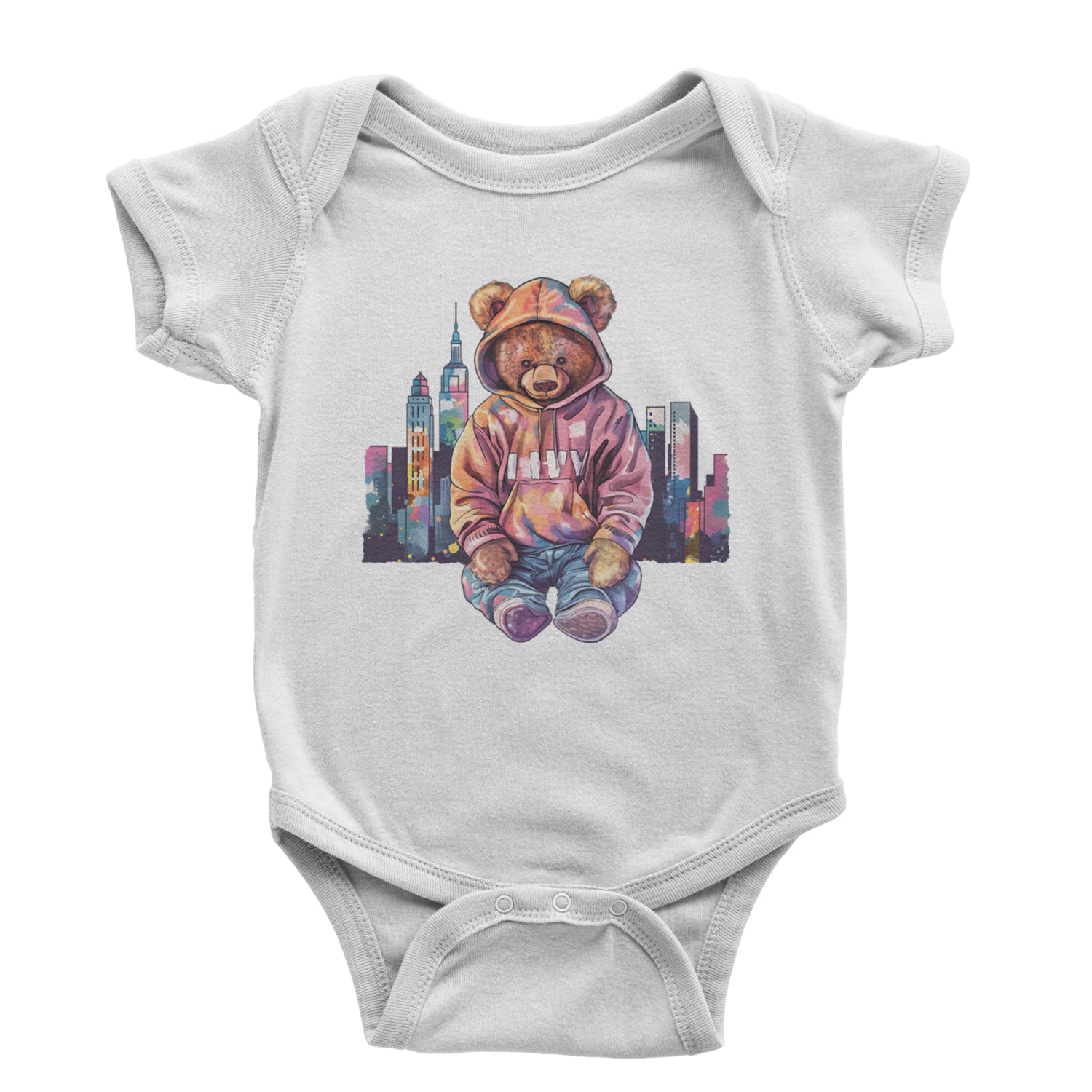 City Skyline Urban Graffiti Bear Infant One-Piece Romper Bodysuit Or Toddler T-shirt White