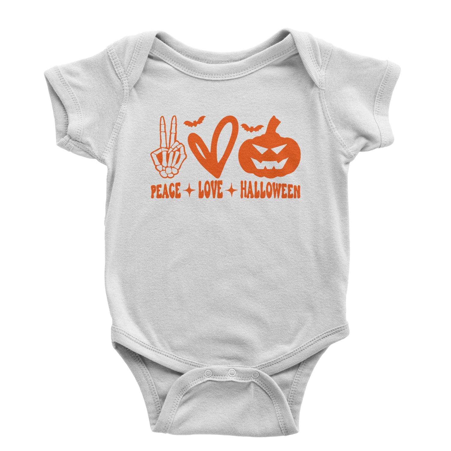 Peace, Love and Halloween Infant One-Piece Romper Bodysuit and Toddler T-shirt Black