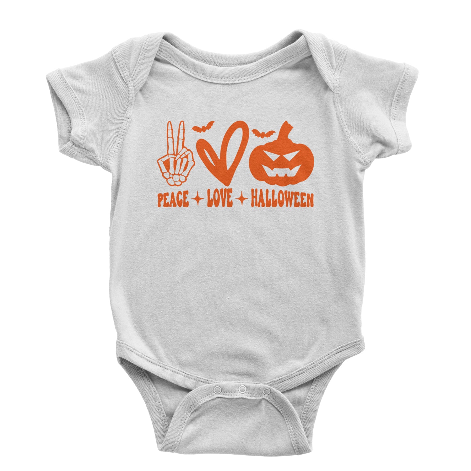 Peace, Love and Halloween Infant One-Piece Romper Bodysuit and Toddler T-shirt White