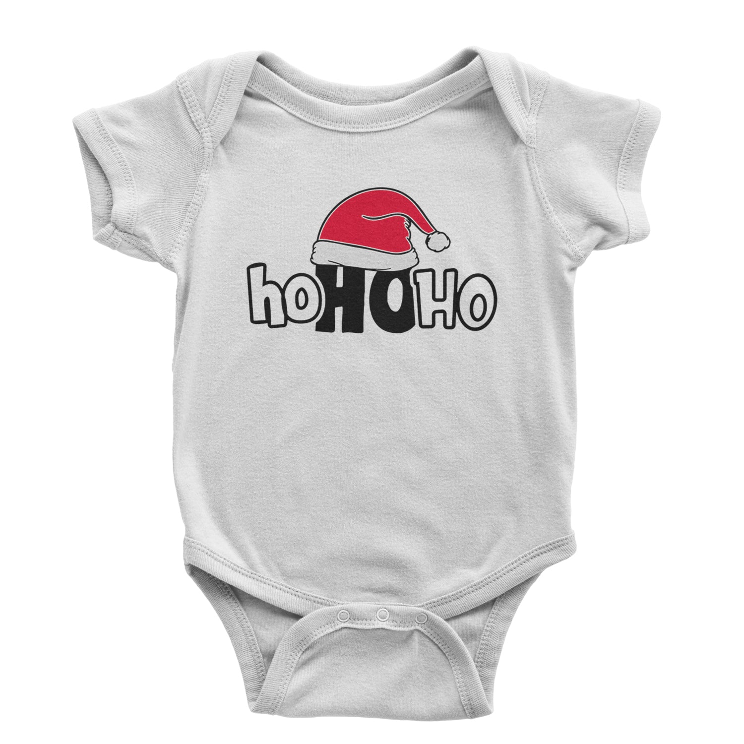 Ho Ho Ho Santa Christmas Hat Infant One-Piece Romper Bodysuit and Toddler T-shirt White