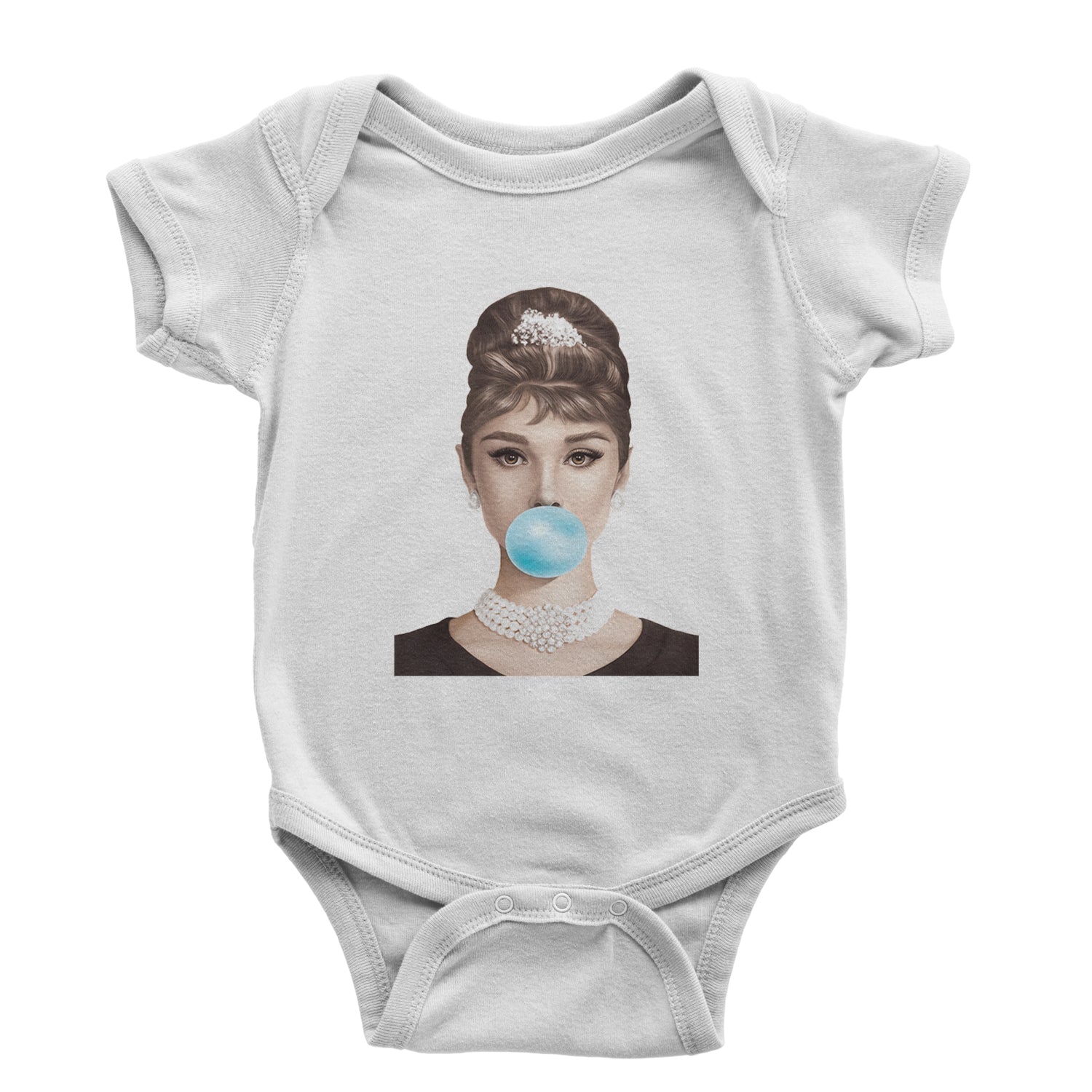 Audrey Hepburn Chewing Bubble Gum American Icon Infant One-Piece Romper Bodysuit and Toddler T-shirt Black