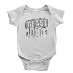 Beast Mode Training Gym Workout graphic on Onesie and Toddler T-Shirt in White
