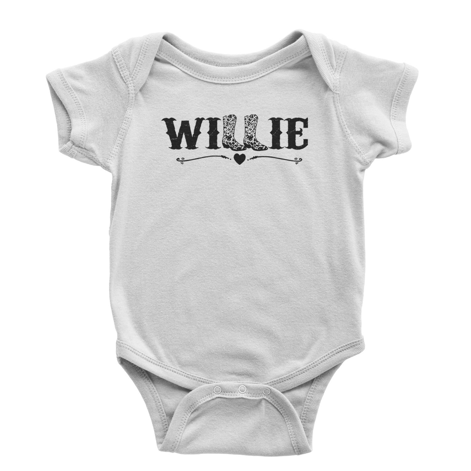 Willie Cowboy Boots Hippy Country Music Infant One-Piece Romper Bodysuit and Toddler T-shirt White