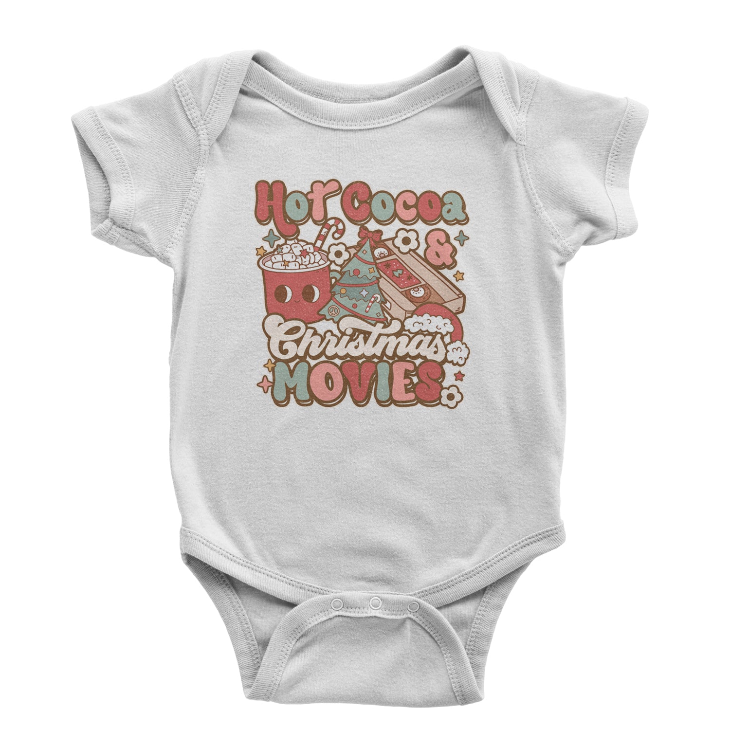 Hot Cocoa And Christmas Movies Holiday Infant One-Piece Romper Bodysuit and Toddler T-shirt White