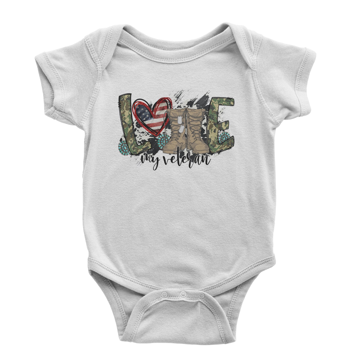 Love My Veteran Honor Veterans Day Infant One-Piece Romper Bodysuit and Toddler T-shirt White