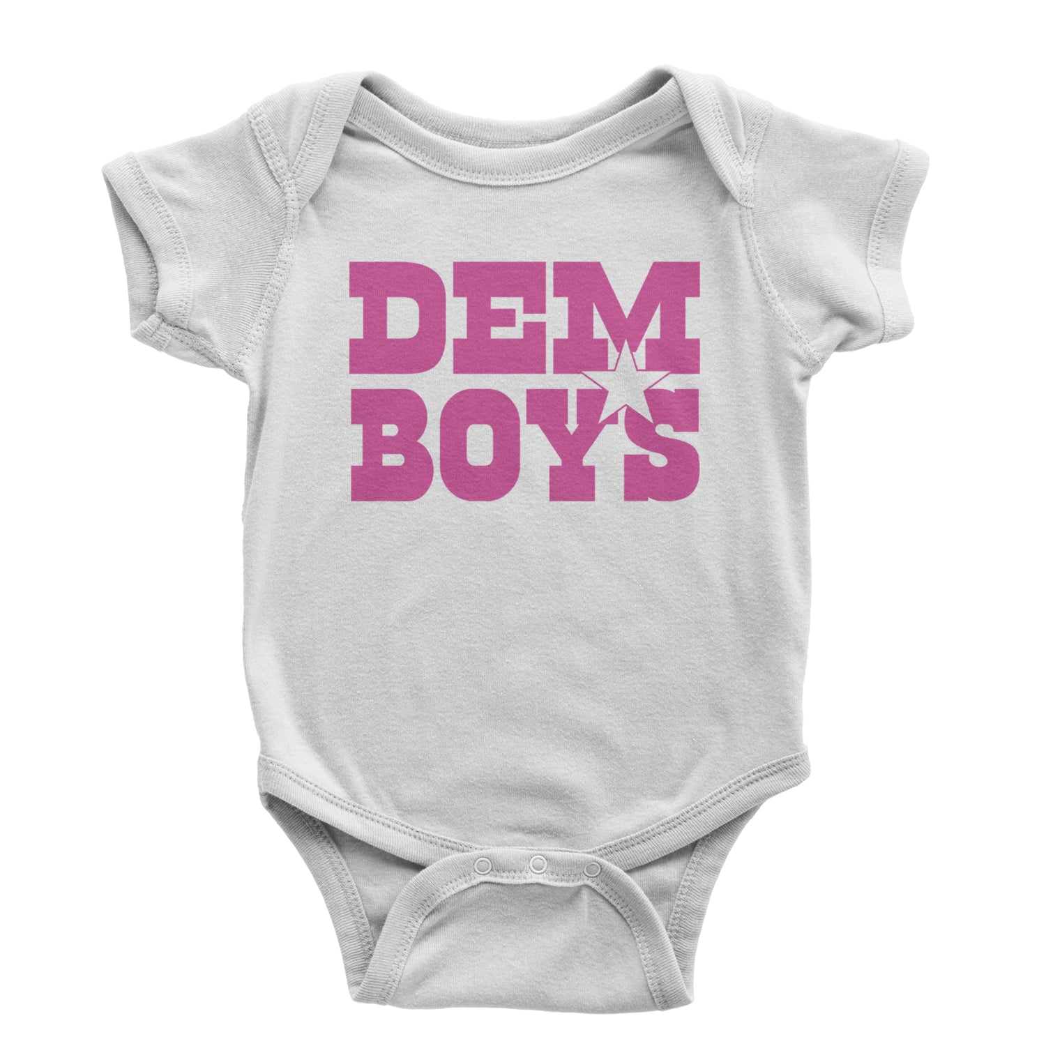 Dem Boys Hot Pink Dallas  Infant One-Piece Romper Bodysuit and Toddler T-shirt White