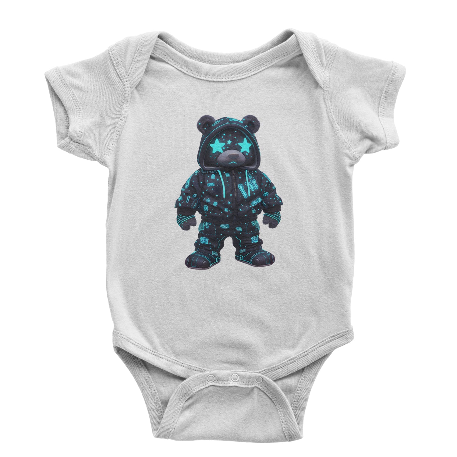 Starry Eyed Vaporwave Urban Graffiti Bear Infant One-Piece Romper Bodysuit Or Toddler T-shirt White