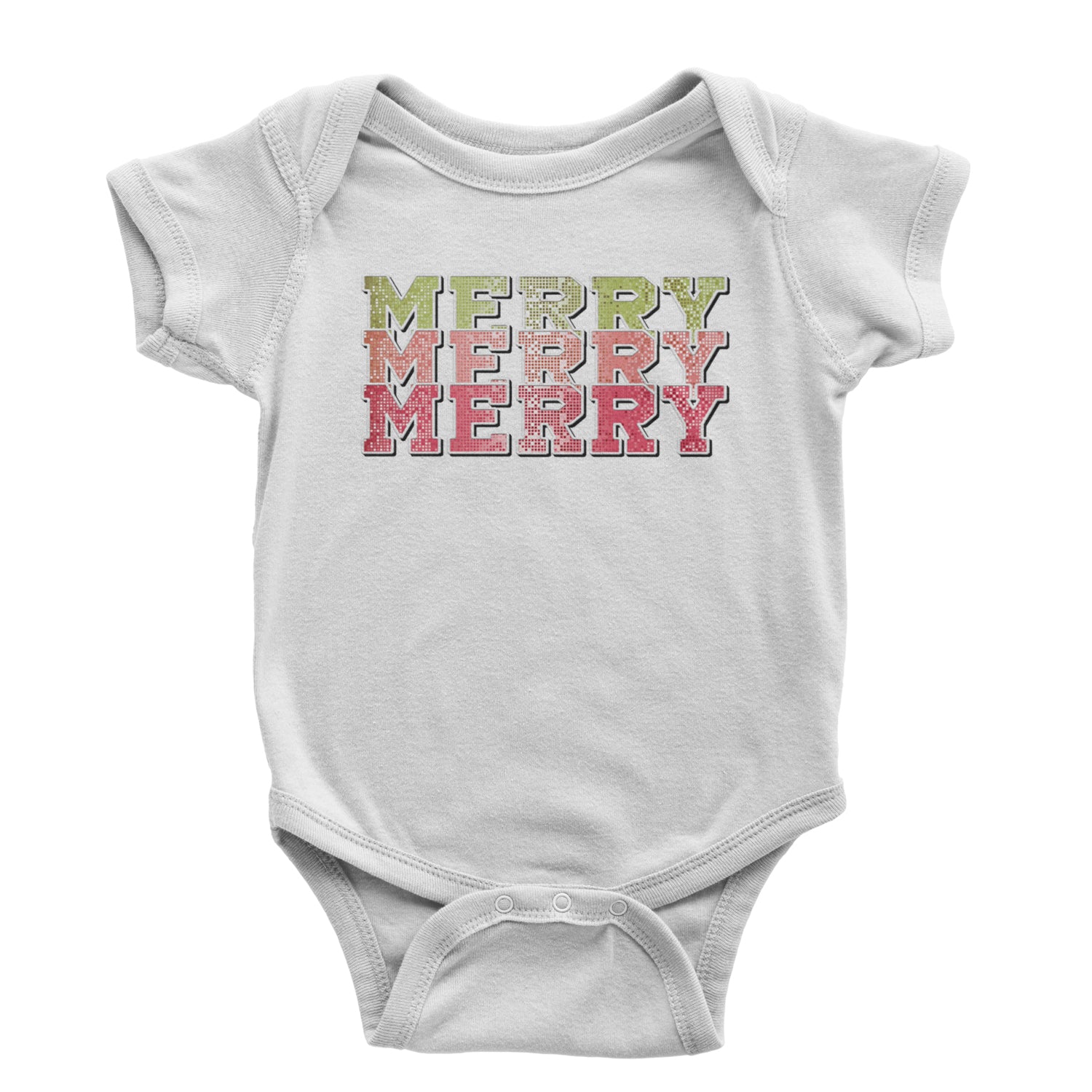 Merry Merry Merry Faux Sequins Infant One-Piece Romper Bodysuit and Toddler T-shirt White