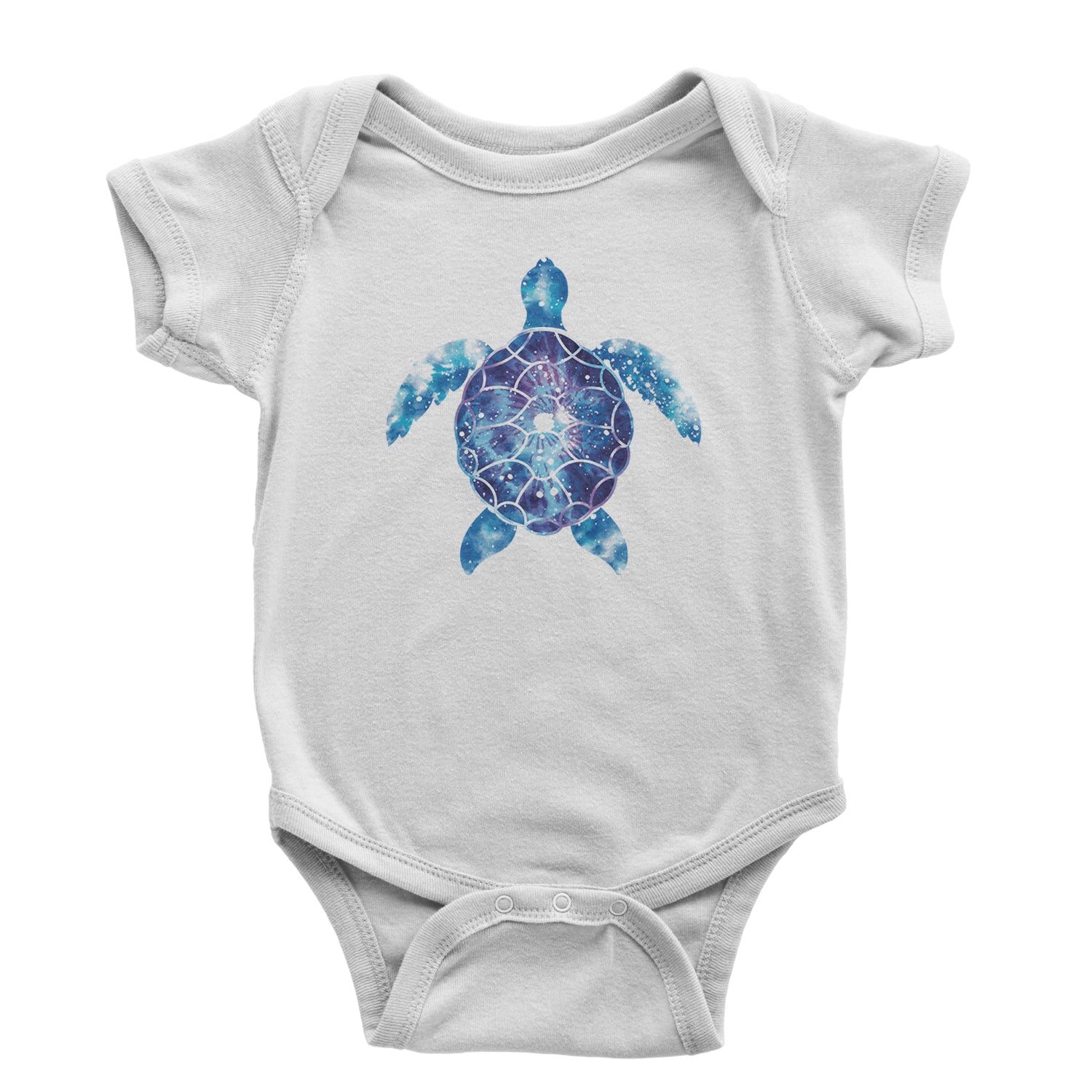 Ocean Aura Tie-Dye Sea Turtle Infant One-Piece Romper Bodysuit and Toddler T-shirt White