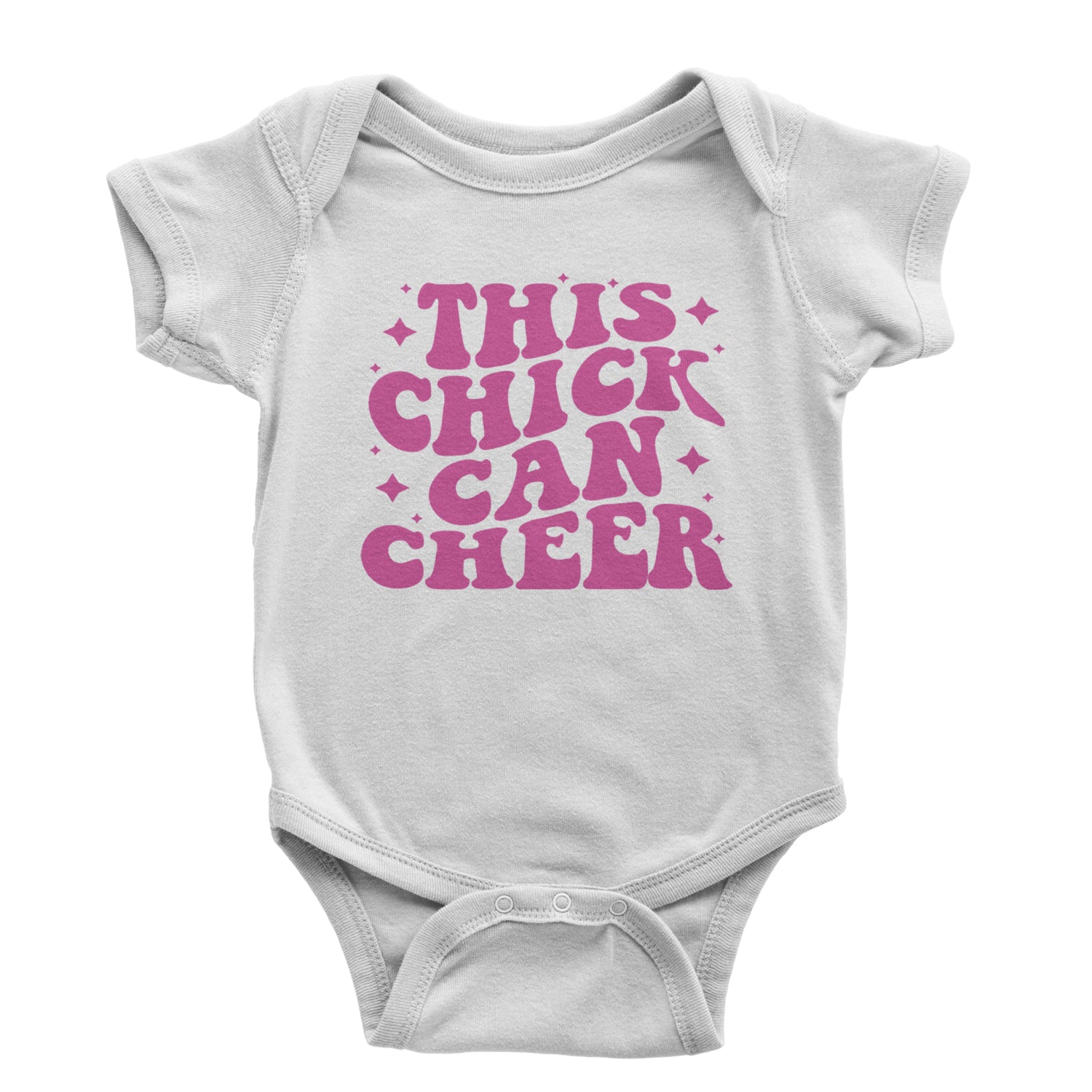 This Chick Can Cheer Infant One-Piece Romper Bodysuit and Toddler T-shirt White